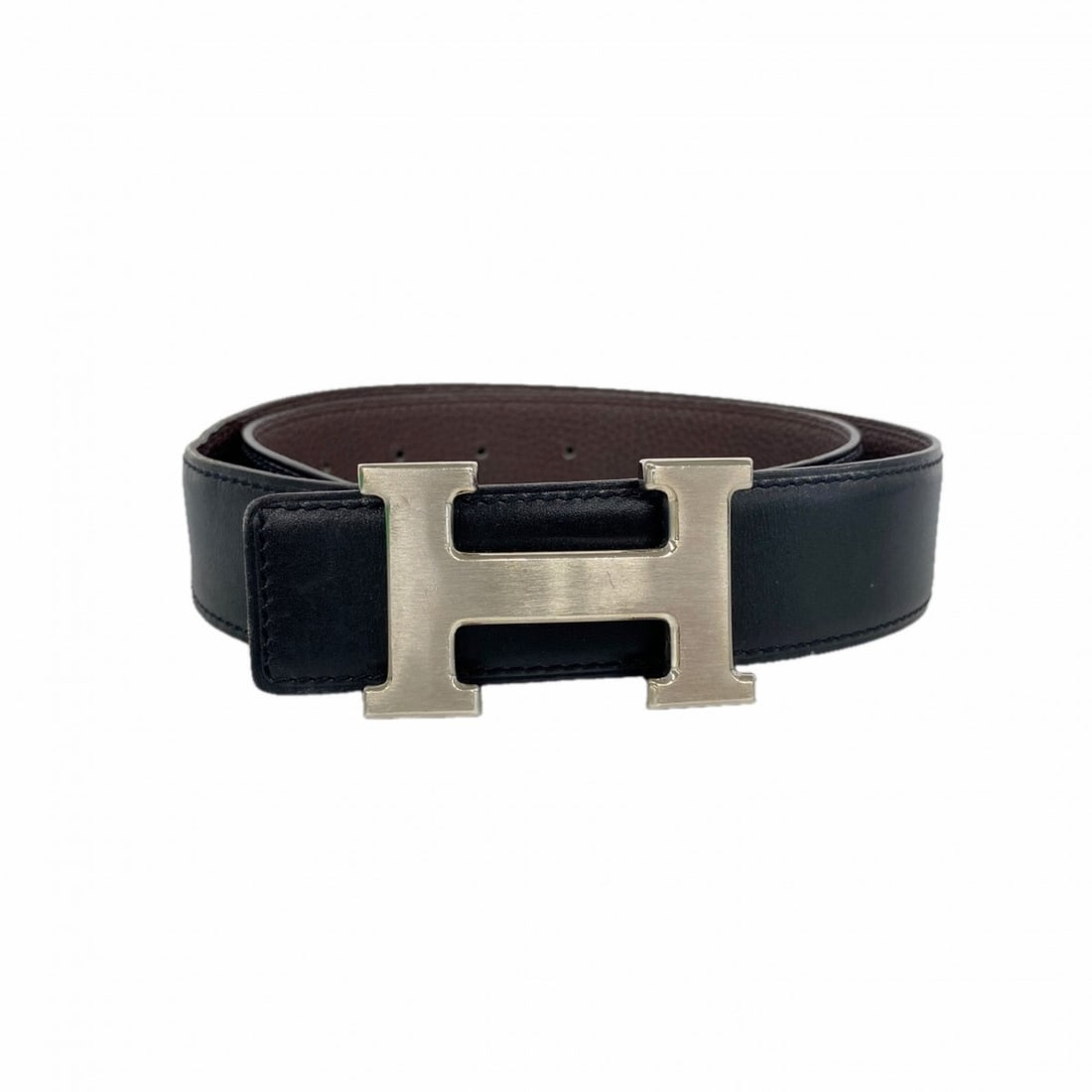 Hermes Hermès Constance Belt, Box Calf Togo Black Chocolate, Size L Engraved, Women's (1 of 16)