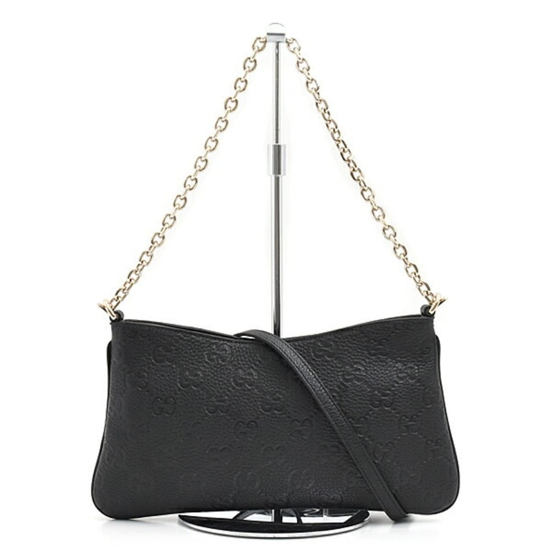 Gucci Women's GG Emblem Chain Handbag/Shoulder Bag in Black Grained Leather 815277 j (1 of 11)