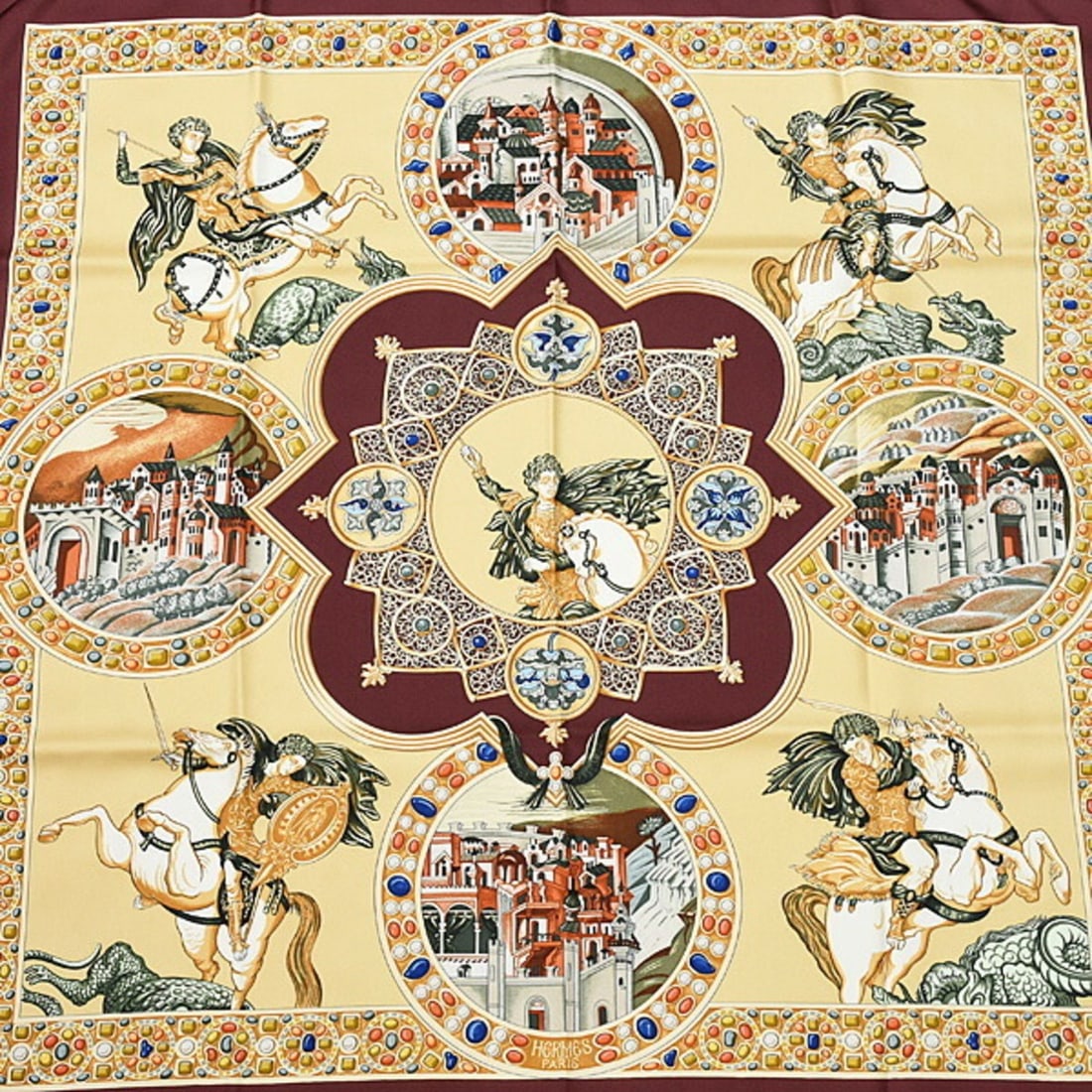 Hermes Hermès Women's Carré 90 Scarf, Le Triomphe du Paladin, Victory of the Knight Justice, Silk (1 of 17)