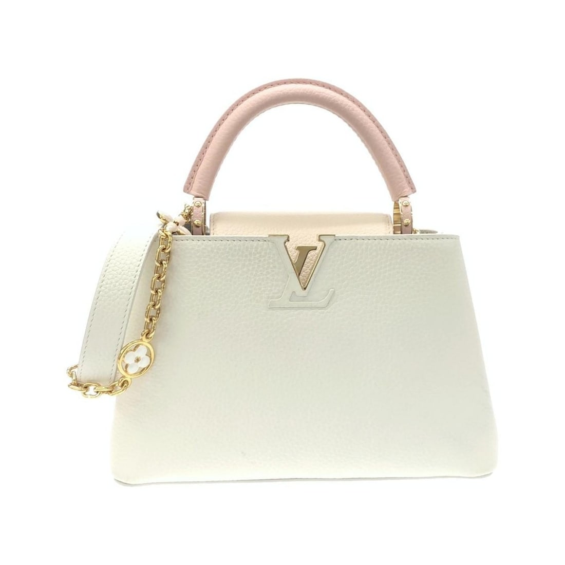 Louis Vuitton Capucines BB M11343 Handbag: --- Catalog ---Category: SizeSize (HxWxD): 17cm x 27cm x 9cm / 6.69'' x 10.62'' x 3.54''Category: DesignType: HandbagColor: WhiteGender: WomenMaterial: Leather Leather/Fur Type: Taurillon