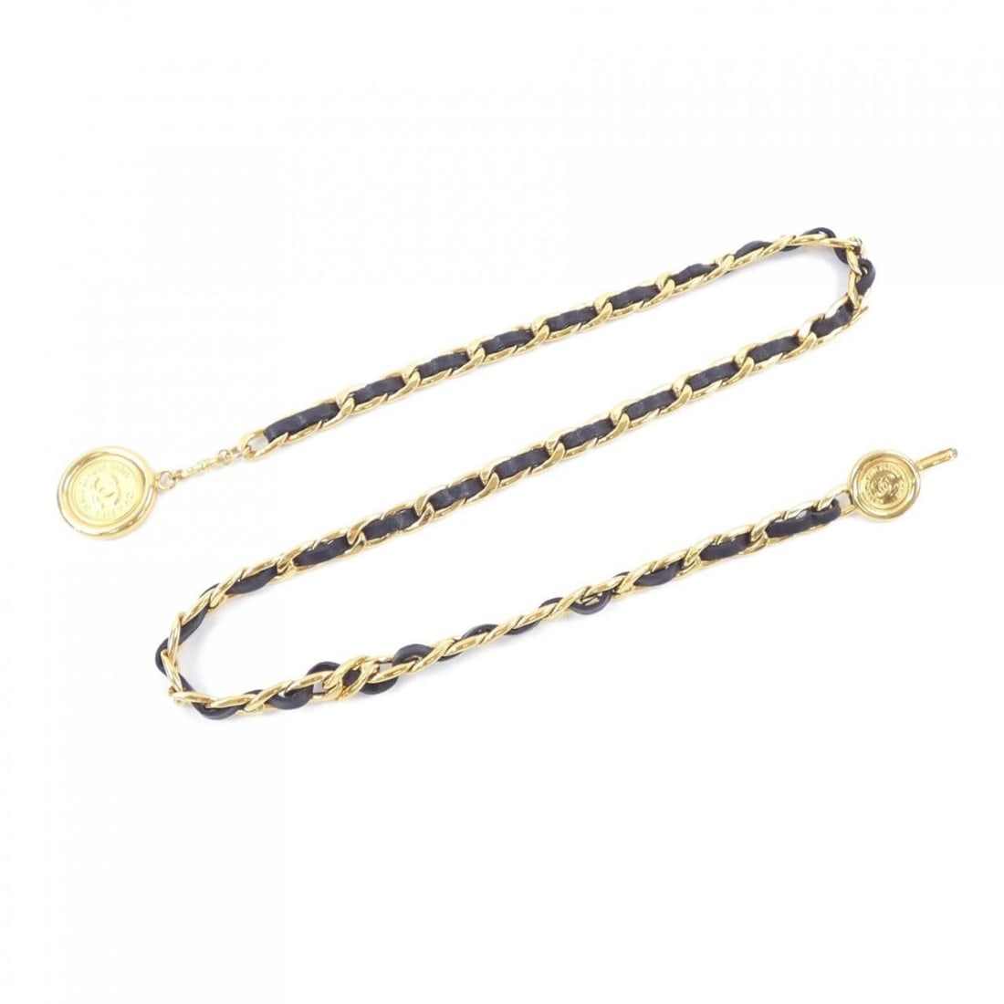 CHANEL belt: --- Catalog ---Category: SizeWidth: 1cm / 0.39''Length: 90cm / 35.43''Category: DesignType: Standard beltColor: Black, GoldGender: WomenCategory: GeneralBrand: Chanel--- Item List ---Section: Conditio