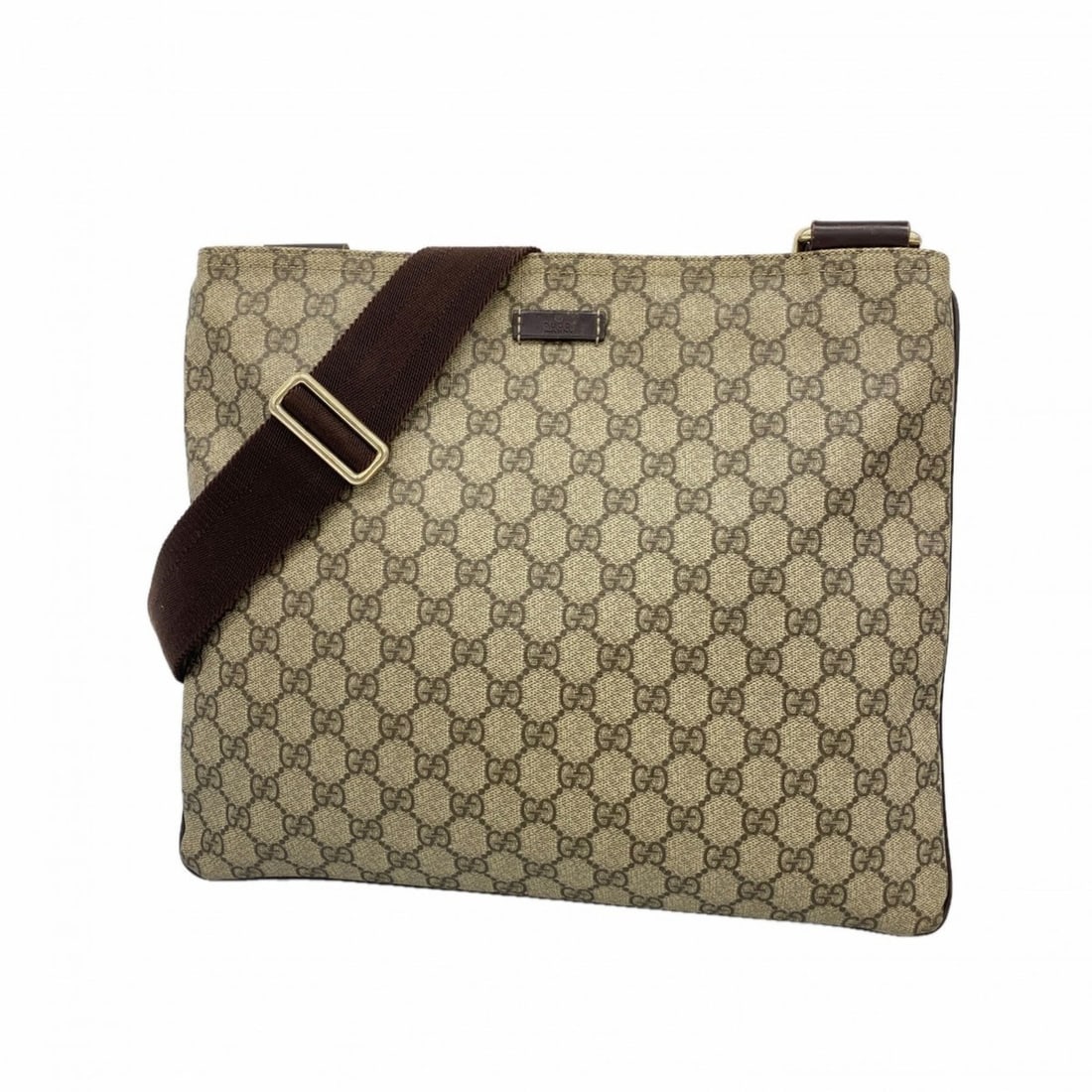 Gucci GG Supreme Shoulder Bag 201446 Brown Champagne Women's: --- Catalog ---Category: SizeSize (HxWxD): 30cm x 34cm x 1cm / 11.81'' x 13.38'' x 0.39''Category: DesignType: Shoulder bagColor: BrownGender: WomenMaterial: PVC Hardware Color: Champagne goldCategory