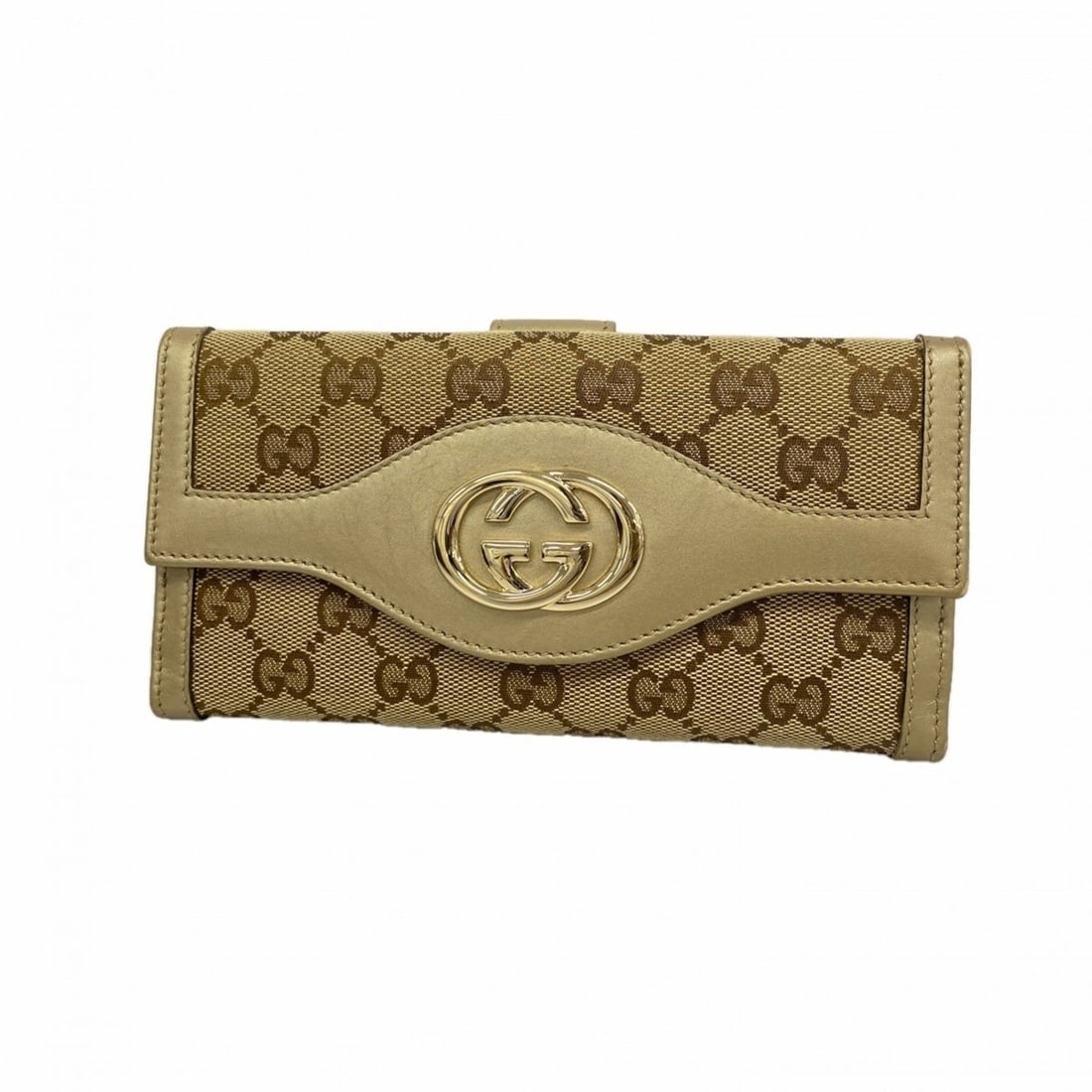 Gucci GG Canvas Interlocking G Long Wallet 282426 Beige Champagne Women's: --- Catalog ---Category: SizeSize (HxWxD): 10cm x 19cm x 2.5cm / 3.93'' x 7.48'' x 0.98''Category: DesignType: Long wallet (bi-fold)Color: BeigeGender: WomenMaterial: Canvas Category: GeneralMPN: