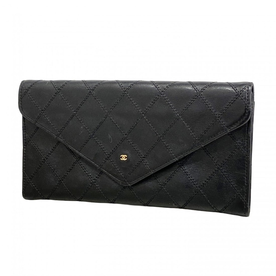 Chanel Wallet/Long Billfold Bicolore Lambskin Black Women's (1 of 12)