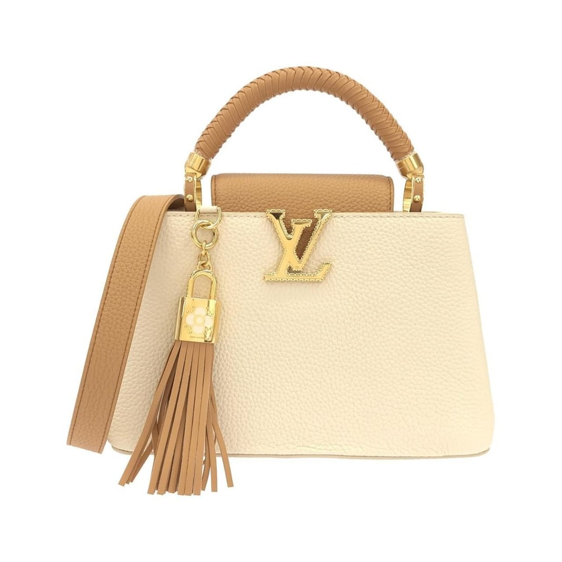 Louis Vuitton Capucines BB M25466 Handbag: --- Catalog ---Category: SizeSize (HxWxD): 17cm x 26.5cm x 9cm / 6.69'' x 10.43'' x 3.54''Category: DesignType: HandbagColor: Beige, BrownGender: Women,MenMaterial: Leather Leather/Fur Type: Calf
