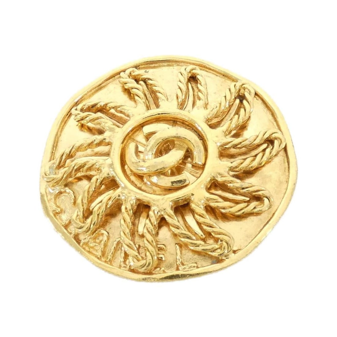 Chanel brooch: --- Catalog ---Category: SizeSize (HxWxD): 4.5cm x 4.5cm / 1.77'' x 1.77''Category: DesignType: BroochColor: GoldGender: WomenCategory: GeneralBrand: Chanel--- Item List ---Section: ConditionRanking: