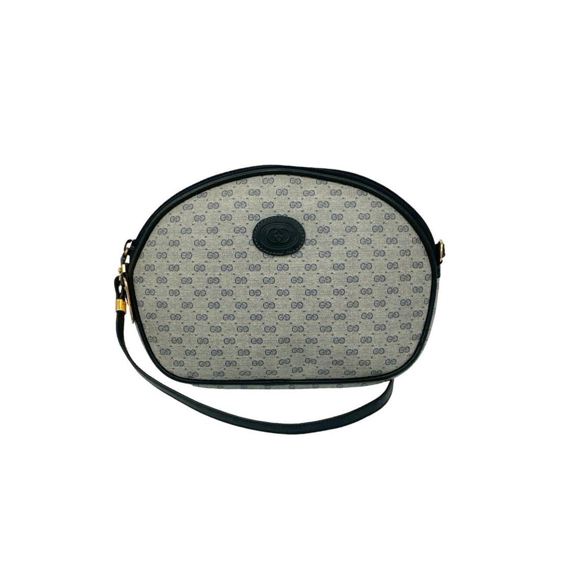 GUCCI Old Gucci Micro GG Logo Leather Shoulder Bag Pochette Navy 36583 (1 of 10)