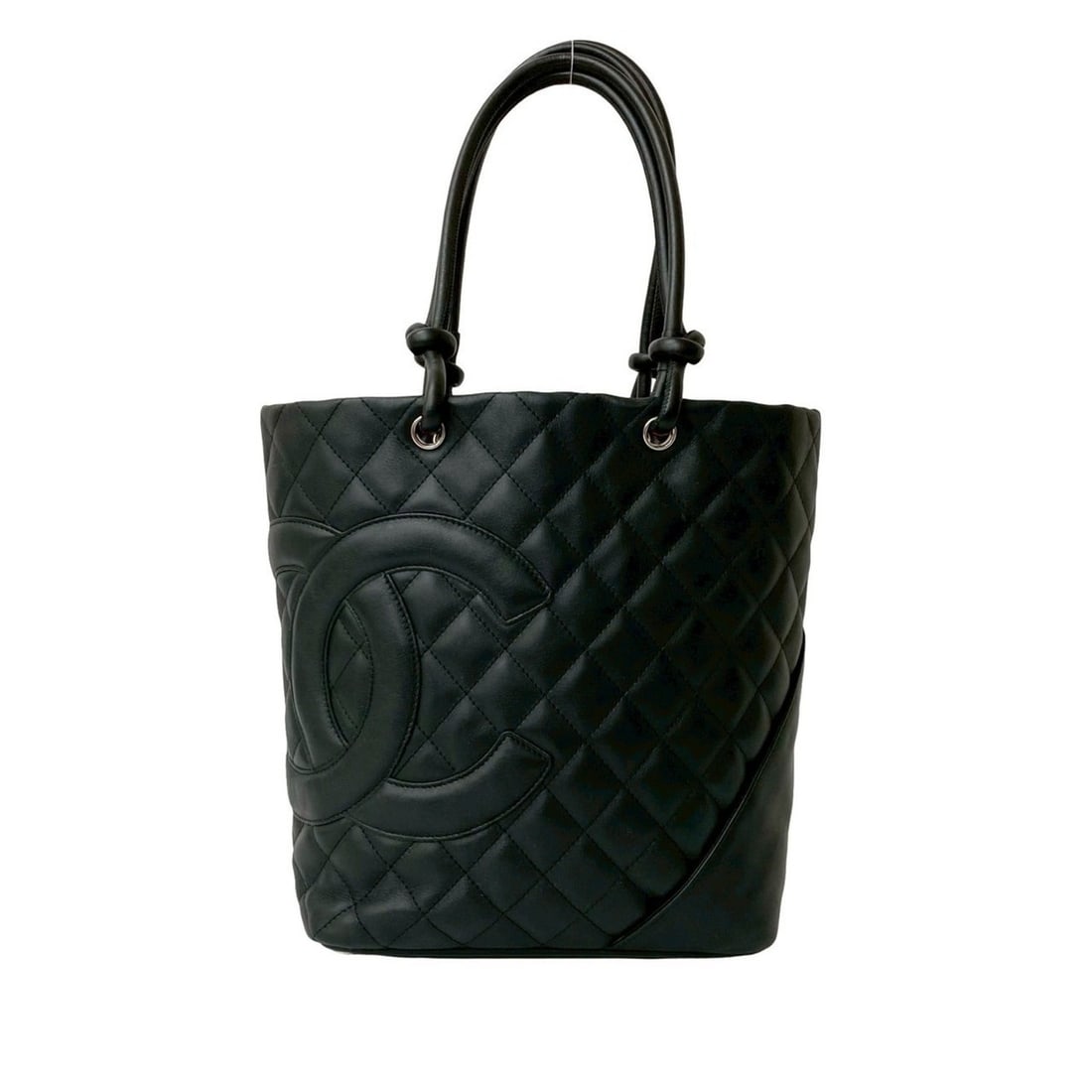 CHANEL Cambon Line Coco Mark Logo Leather Handbag Mini Tote Bag Black 32938: --- Catalog ---Category: SizeSize (HxWxD): 24cm x 21cm x 11cm / 9.44'' x 8.26'' x 4.33''Category: DesignType: Handbag, Tote bagColor: BlackGender: WomenMaterial: Leather Category: GeneralBrand: Chanel