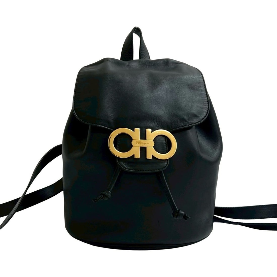 Salvatore Ferragamo Gancini Leather Mini Backpack, Black, 48036: --- Catalog ---Category: SizeSize (HxWxD): 20cm x 18cm x 11.5cm / 7.87'' x 7.08'' x 4.52''Category: DesignType: BackpackColor: BlackGender: WomenMaterial: Leather Category: GeneralBrand: Salvatore Fer