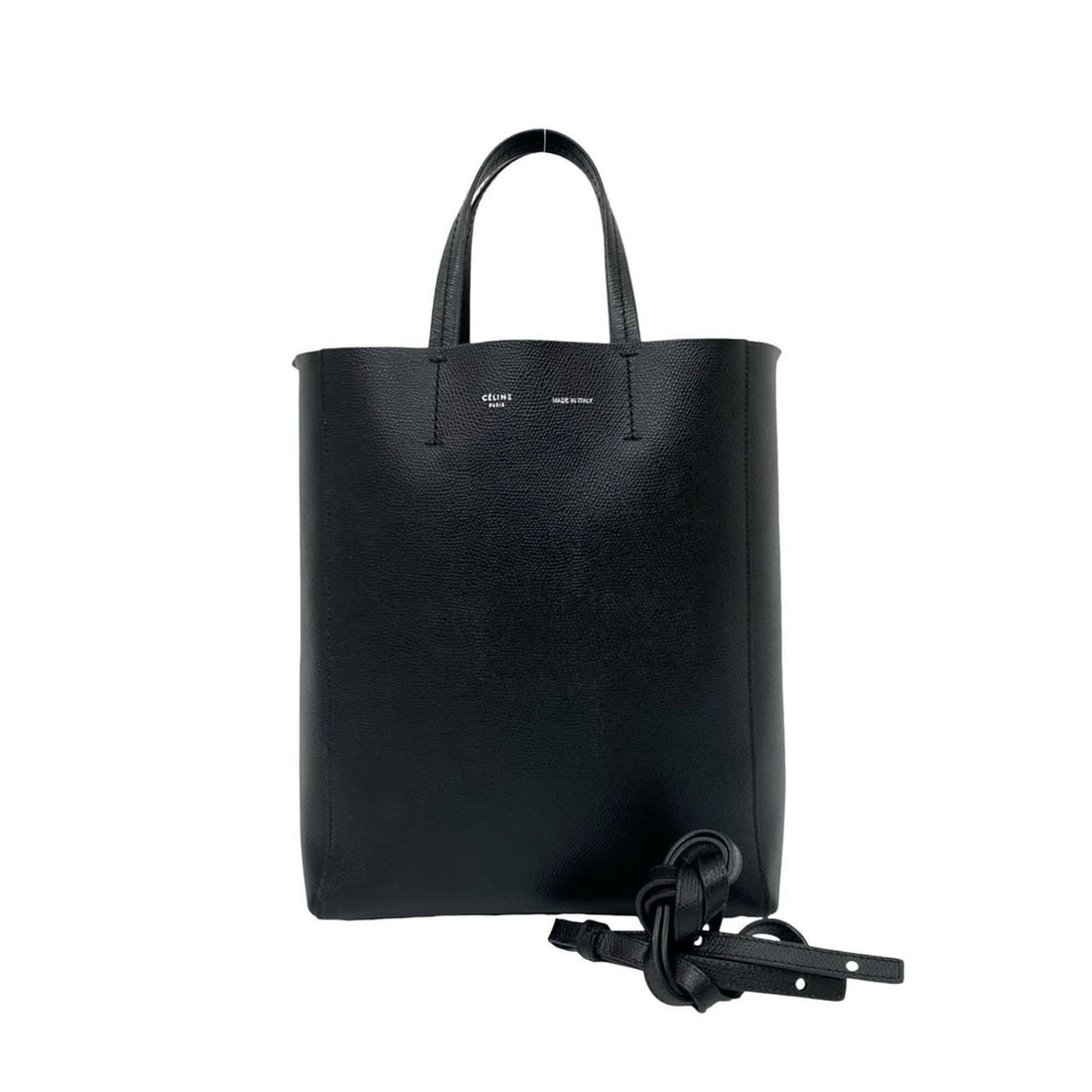 CELINE Vertical Cabas Small Leather 2-Way Handbag, Mini Tote Bag, Shoulder Black 62927 (1 of 13)