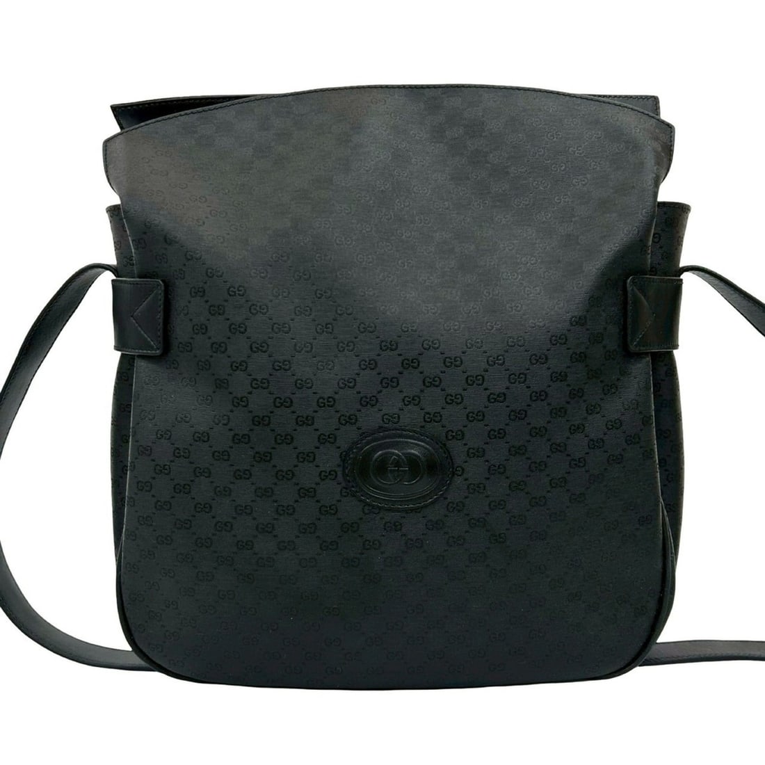 GUCCI Old Gucci Micro GG Logo Leather One Semi Shoulder Bag Tote Black 20893 (1 of 15)