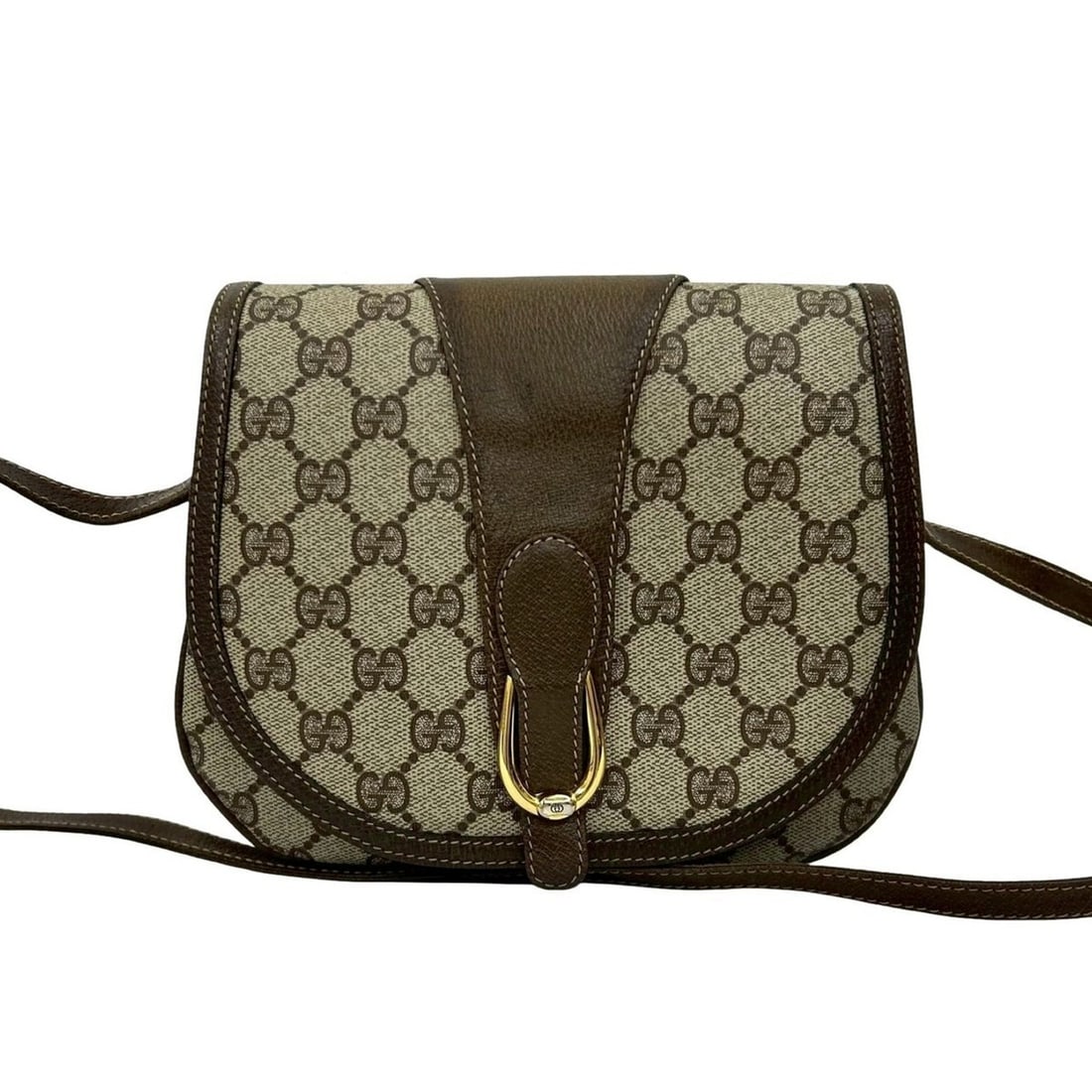 GUCCI Old Gucci GG Logo Leather Mini Shoulder Bag Pochette Brown 01740 (1 of 20)