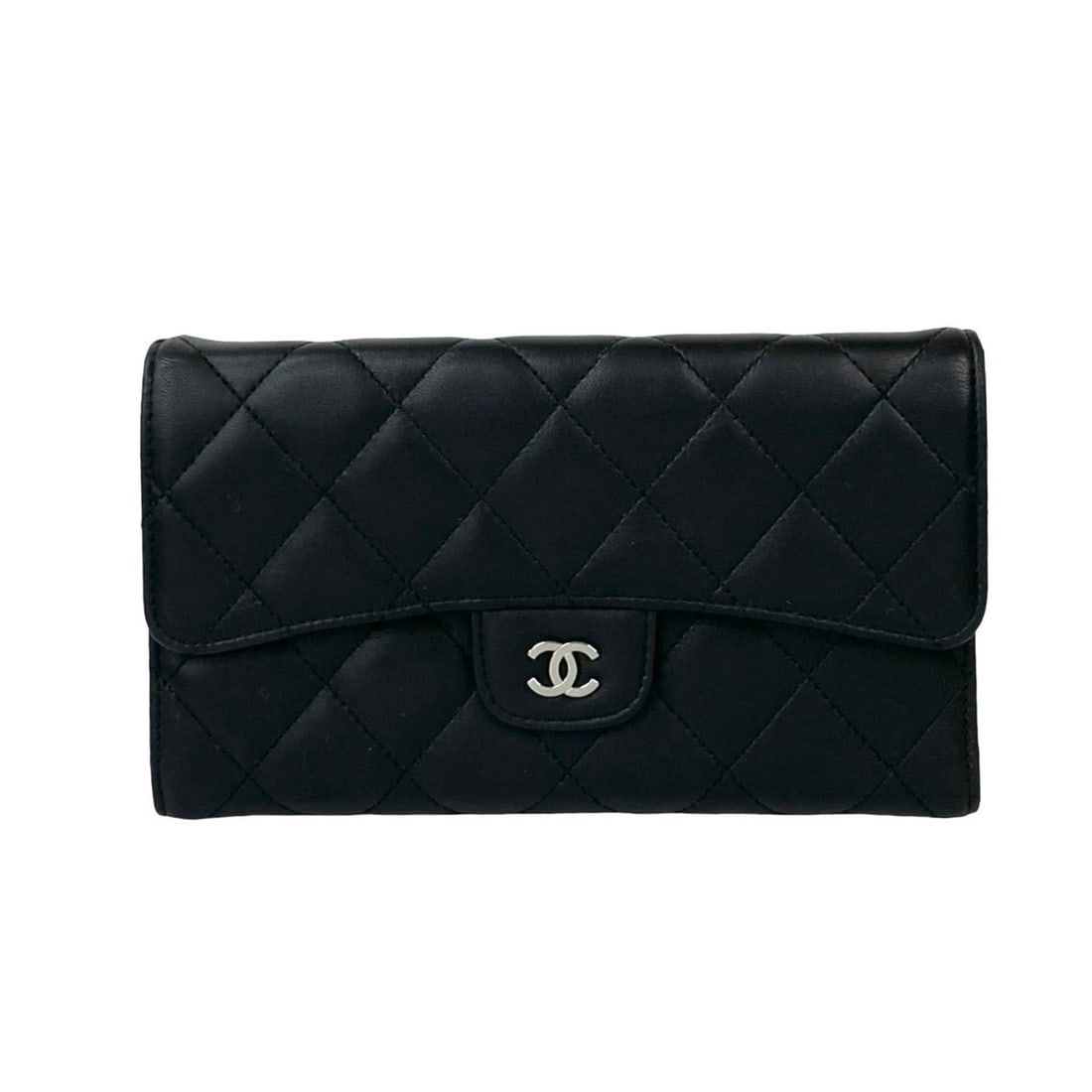 CHANEL Matelasse Coco Mark Lambskin Tri-fold Long Wallet, Black, 29545 (1 of 10)