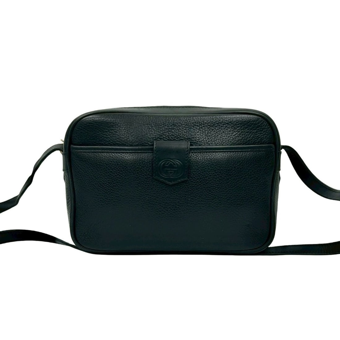 GUCCI Old Gucci GG Logo Leather Mini Shoulder Bag Pochette Black 23669 (1 of 10)