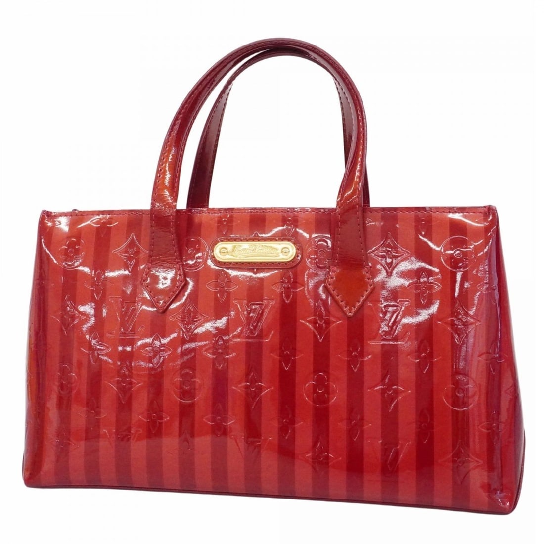 Louis Vuitton Vernis Rayeur Wilshire PM Tote Bag M91702 Pomme d'Amour for Women (1 of 15)