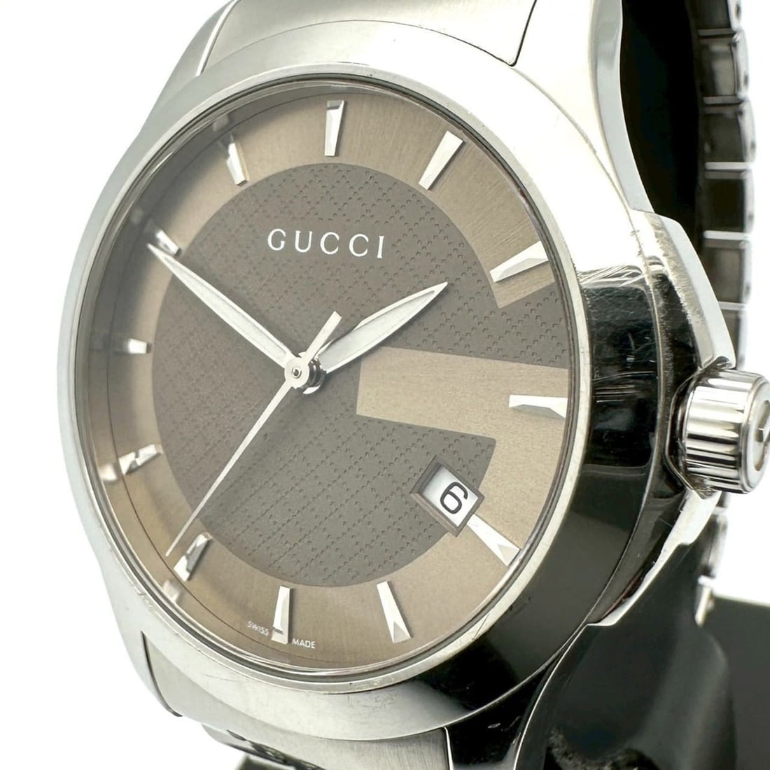 GUCCI G-Timeless 126.4 Date Quartz Watch in Stainless Steel Brown and Bronze for Men (1 of 14)