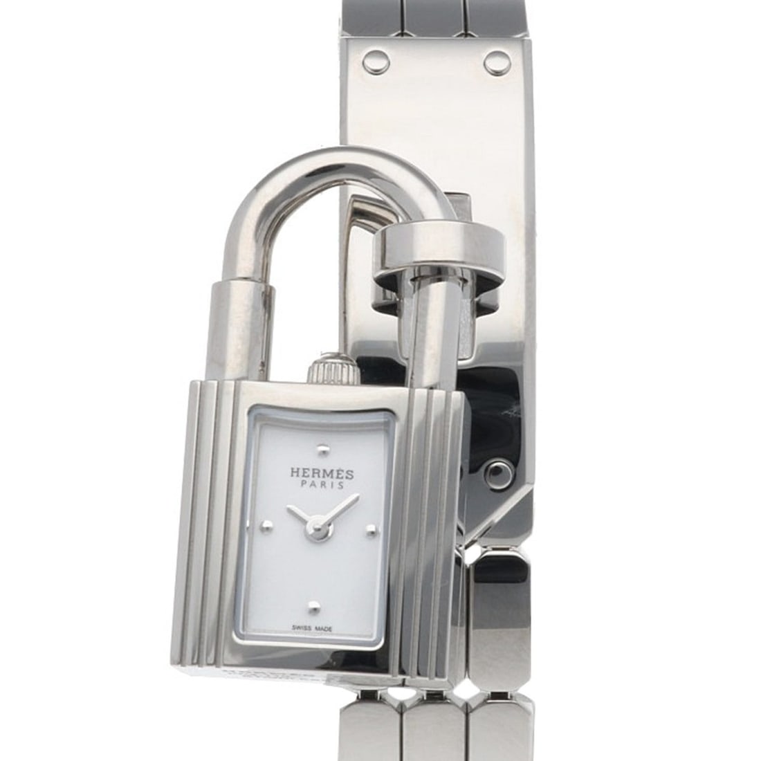 Pre-owned Hermès Kelly Watch, KE4.110, Stainless Steel, Quartz Movement, Women's.: --- Catalog ---Category: SizeWrist Size: 15.5cm / 6.1''Case Diameter: 16mm / 0.63''Category: DesignType: WristwatchGender: WomenColor (Dial): WhiteMaterial (Band): Stainless steelMaterial (Case): Stai