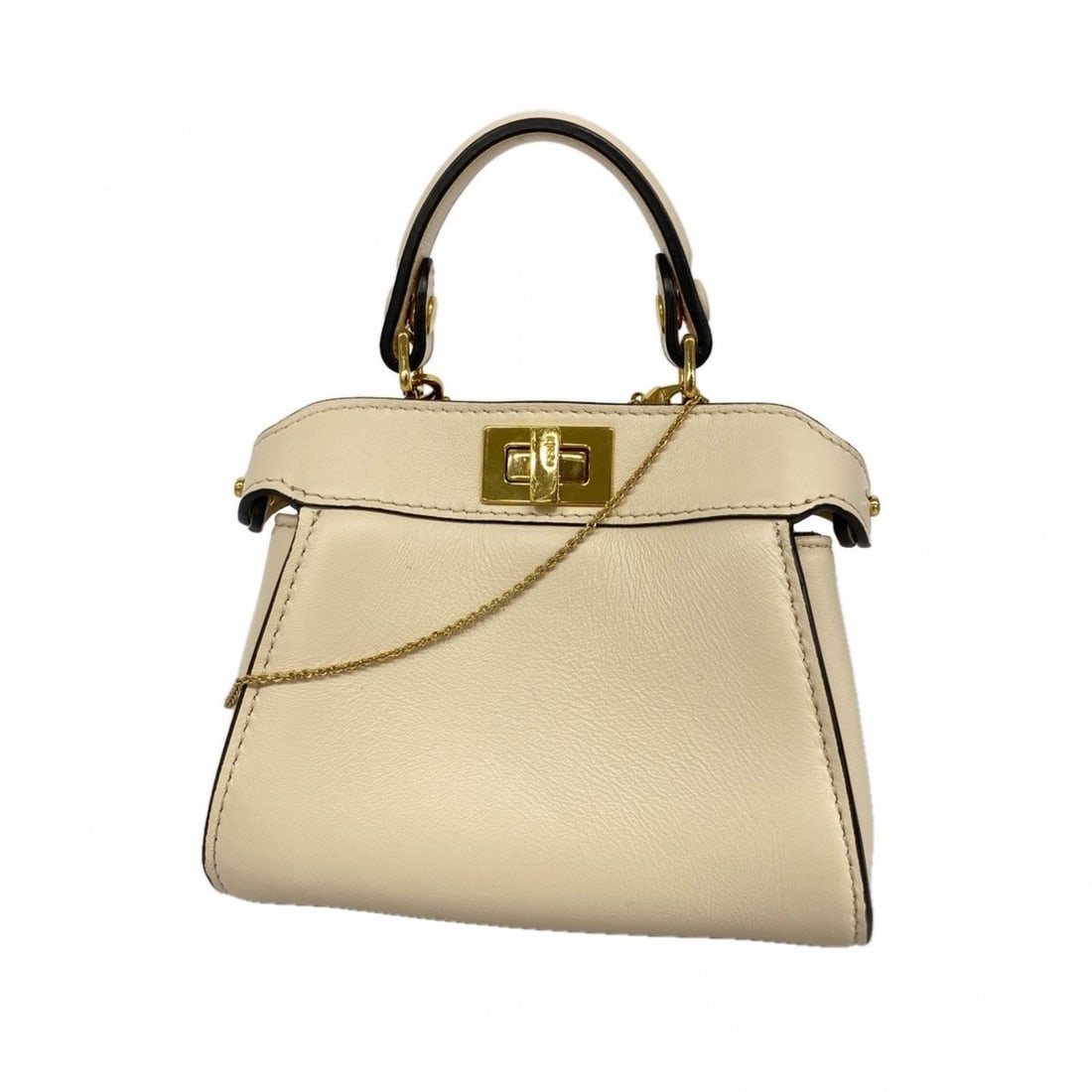 Fendi Nano Peekaboo Leather Handbag, Ivory, 2-Way Bag for Women: --- Catalog ---Category: SizeSize (HxWxD): 12cm x 14.5cm x 6cm / 4.72'' x 5.7'' x 2.36''Category: DesignType: HandbagColor: IvoryGender: WomenMaterial: Leather Hardware Color: GoldCategory: GeneralBra