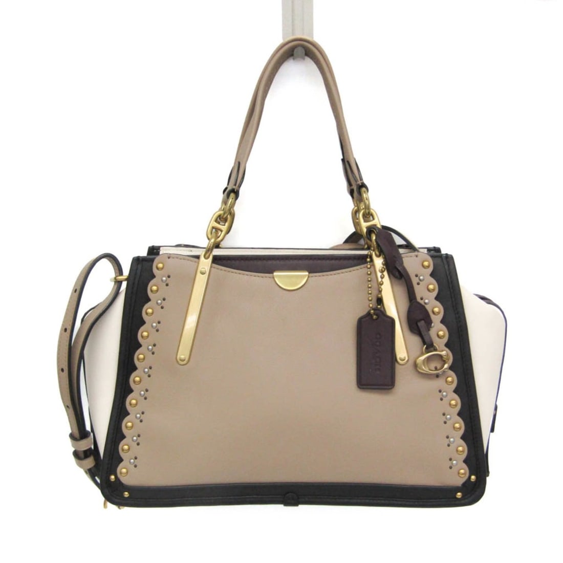 Coach Dreamer With Scallop Rivets 76421 Women's Leather Handbag,Shoulder Bag Beige,White: --- Catalog ---Category: SizeSize (HxWxD): 19cm x 28.5cm x 10cm / 7.48'' x 11.22'' x 3.93''Strap Length: 72.5cm - 118cm / 28.54'' - 46.45''Handle Length: 38cm / 14.96''Category: DesignType: Handbag, S