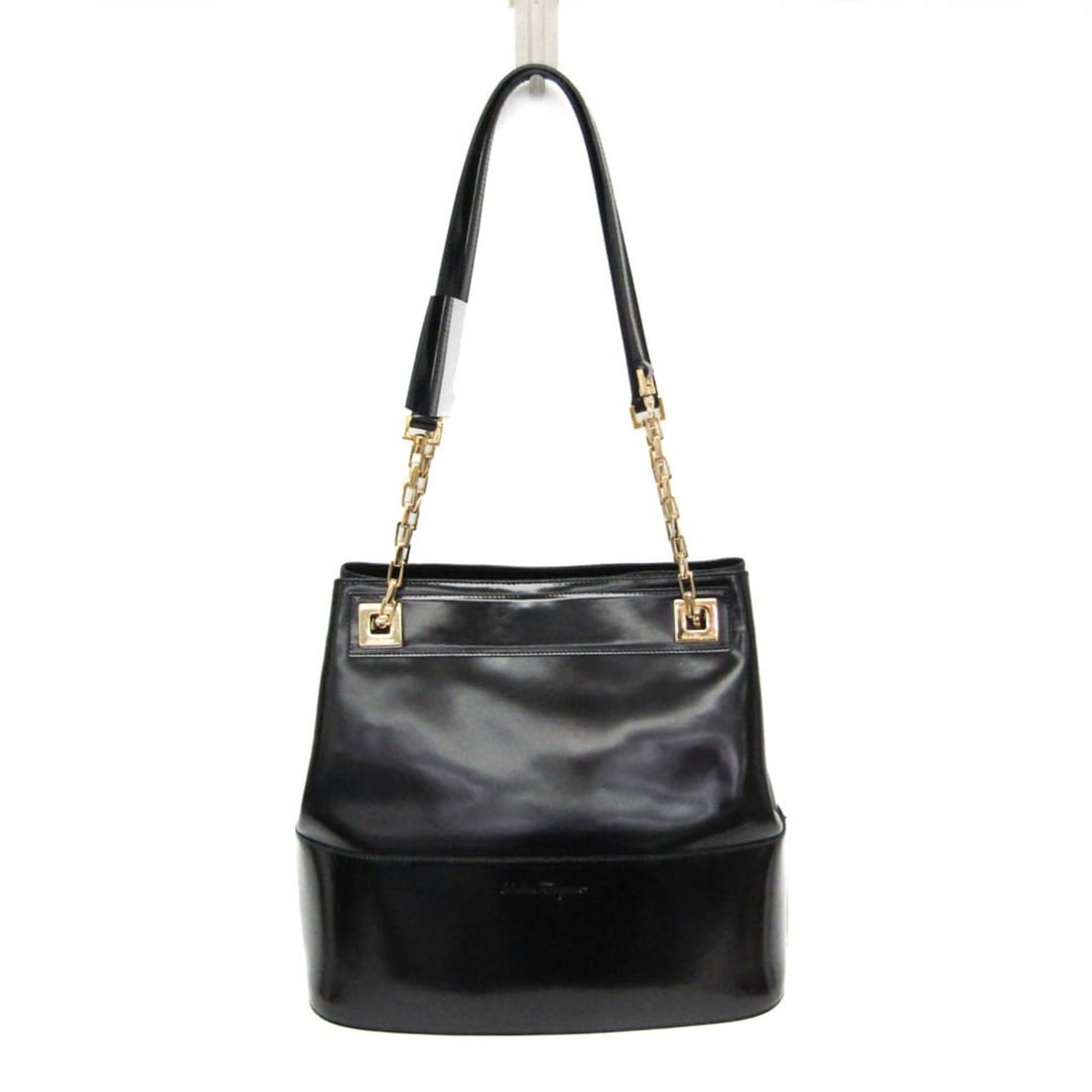 Salvatore Ferragamo Chain Tote AU-21-1891 Women's Leather Shoulder Bag,Tote Bag Black (1 of 19)