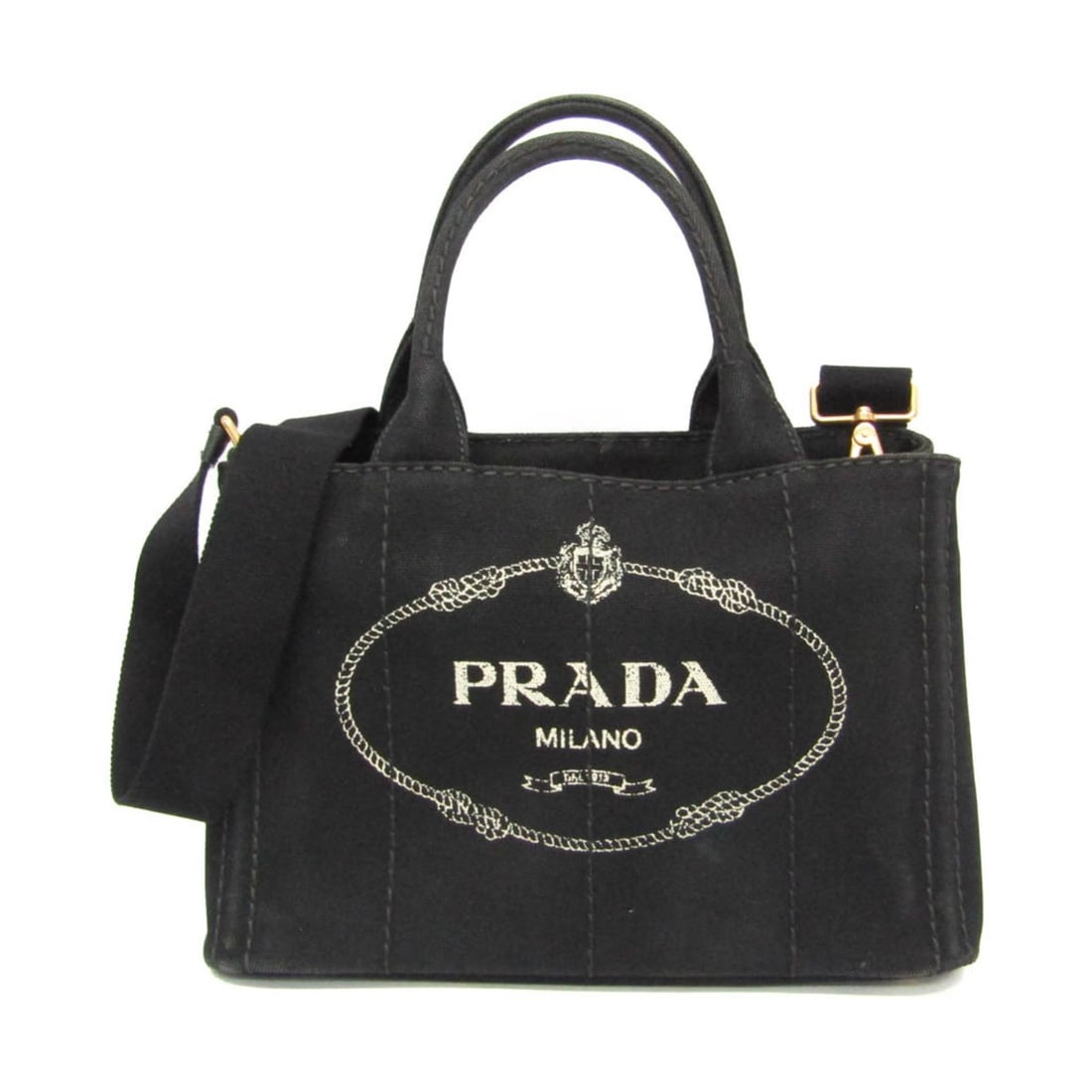 Prada Canapa S Size 1BG439 Women's Canvas Shoulder Bag,Tote Bag Black (1 of 20)