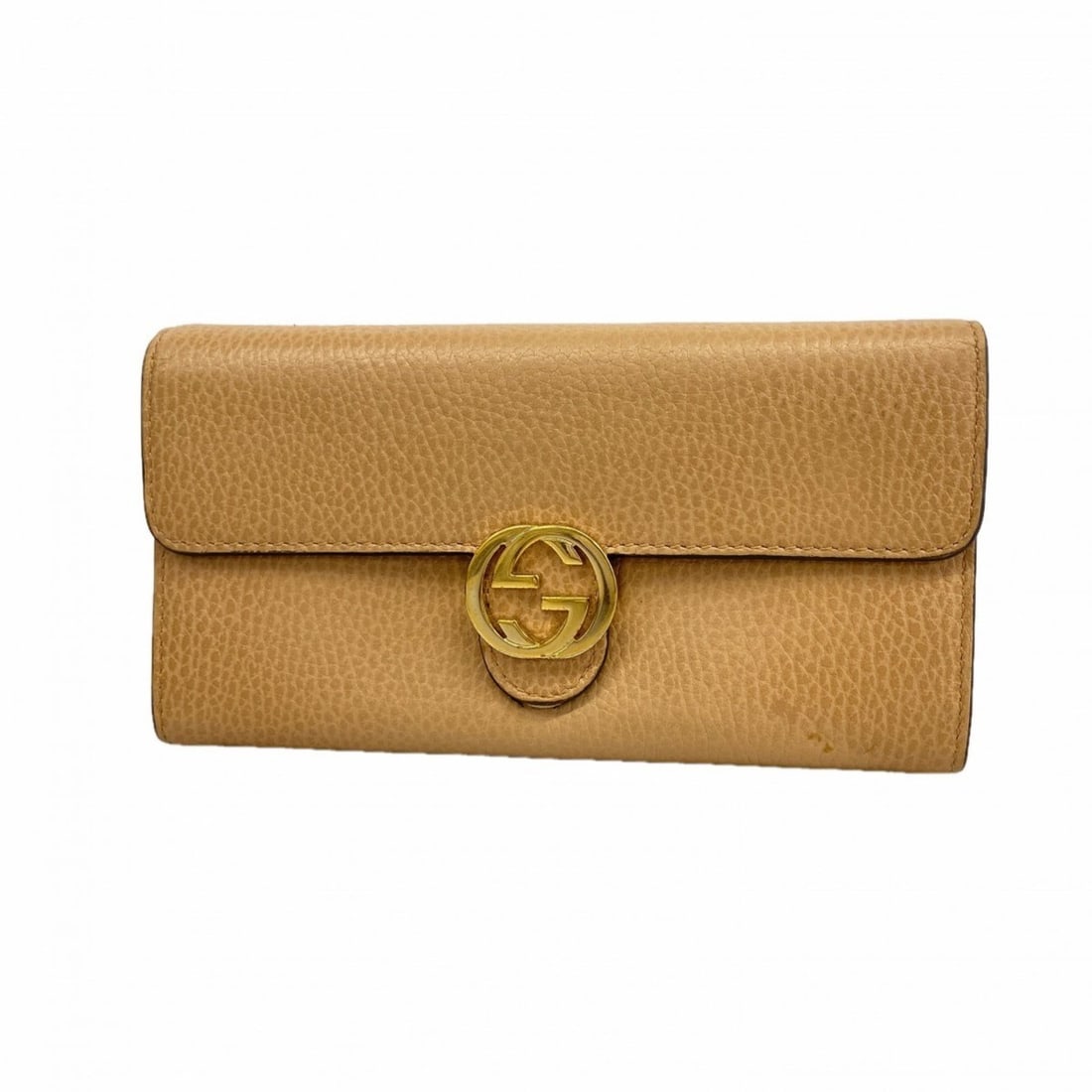 Gucci Interlocking G Long Wallet 598166 Leather Beige Women's (1 of 15)