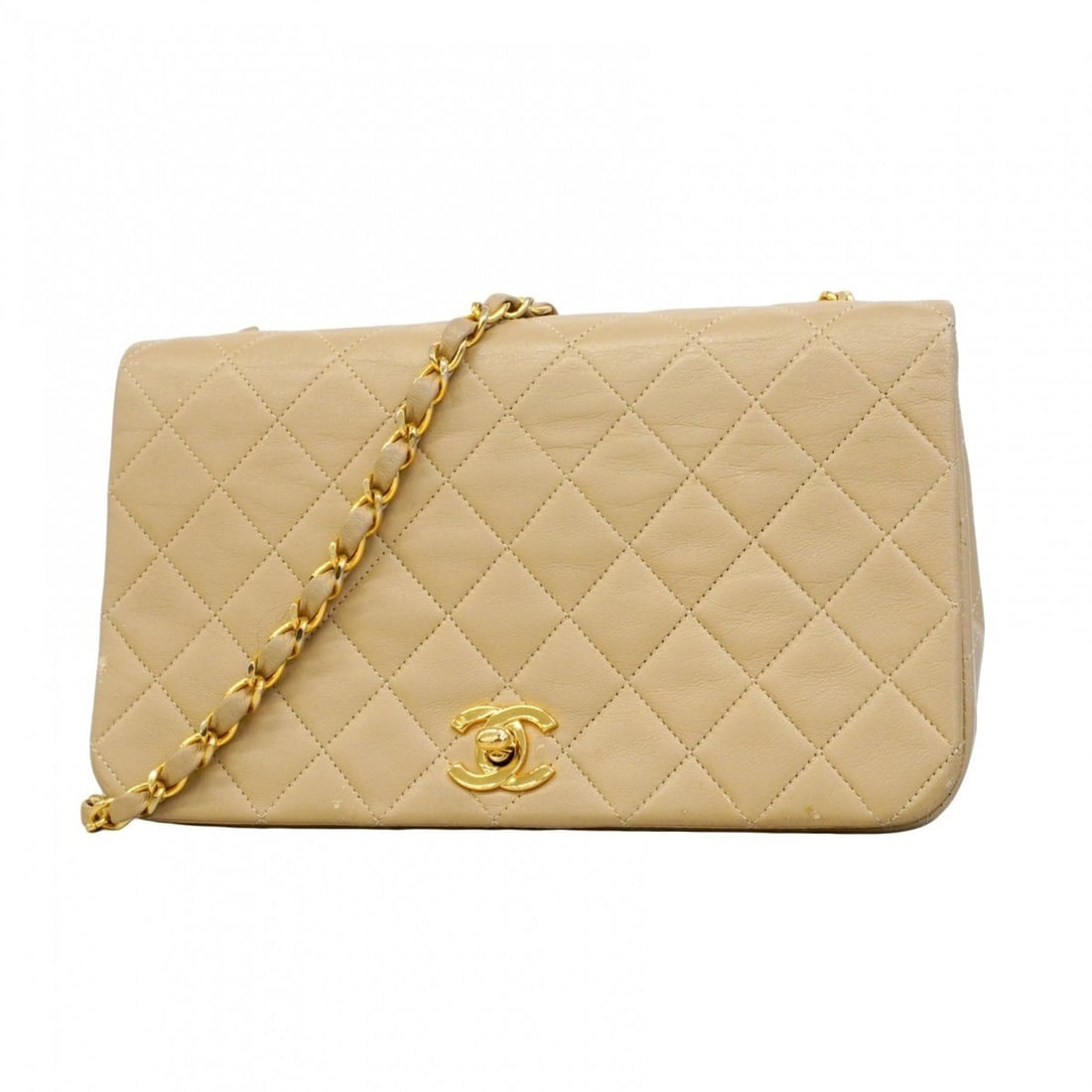Chanel Matelasse Chain Shoulder Bag, Lambskin, Beige, Women's (1 of 16)