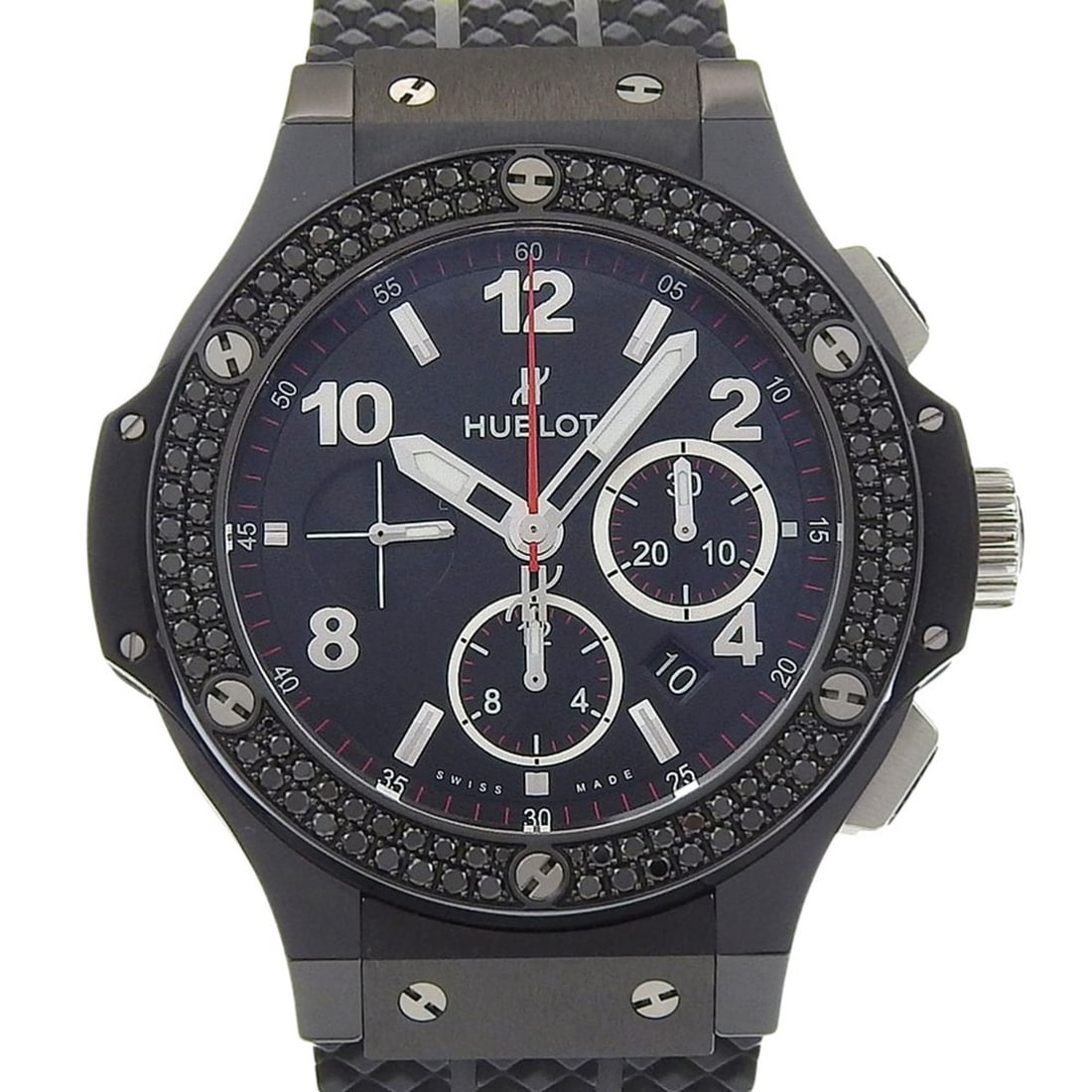 Hublot Big Man Black Magic Watch with Diamond Bezel, 301.CV.130.RX.110, Ceramic, Titanium, and: --- Catalog ---Category: SizeWrist Size: 16cm - 20cm / 6.29'' - 7.87''Case Diameter: 48mm / 1.89''Category: DesignType: WristwatchGender: MenColor (Dial): BlackMaterial (Band): RubberMaterial (Case):