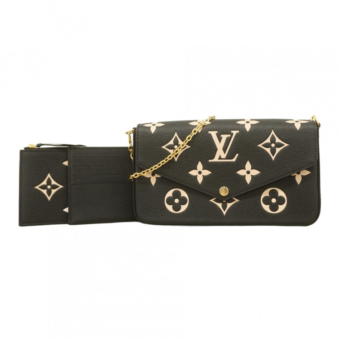 Louis Vuitton Monogram Empreinte Two-Tone Pochette Felicie M80482 Black/Beige Women's Shoulder (1 of 19)