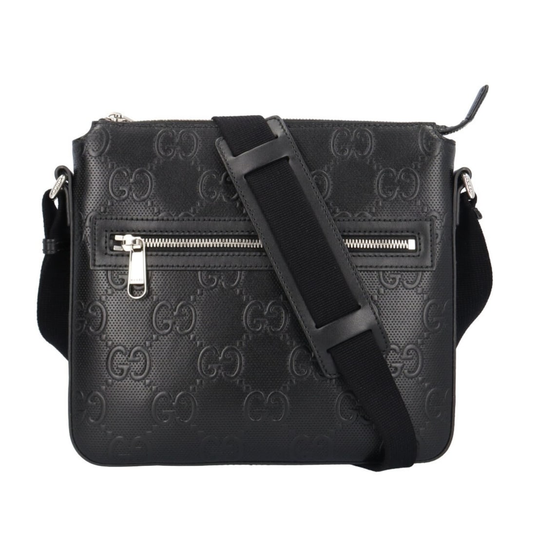 Pre-owned Gucci GG Embossed Leather Messenger Bag, 406410, Black, Men's/Women's.: --- Catalog ---Category: SizeSize (HxWxD): 22.5cm x 25cm x 3cm / 8.85'' x 9.84'' x 1.18''Category: DesignType: Messenger bag, Shoulder bagColor: BlackGender: Men,WomenMaterial: Leather Category: Gener