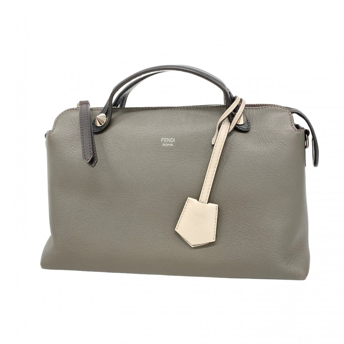 Fendi By the Way Leather Handbag in Grey for Women: --- Catalog ---Category: SizeSize (HxWxD): 18cm x 29cm x 12.5cm / 7.08'' x 11.41'' x 4.92''Category: DesignType: HandbagColor: GrayGender: WomenMaterial: Leather Hardware Color: SilverCategory: Genera