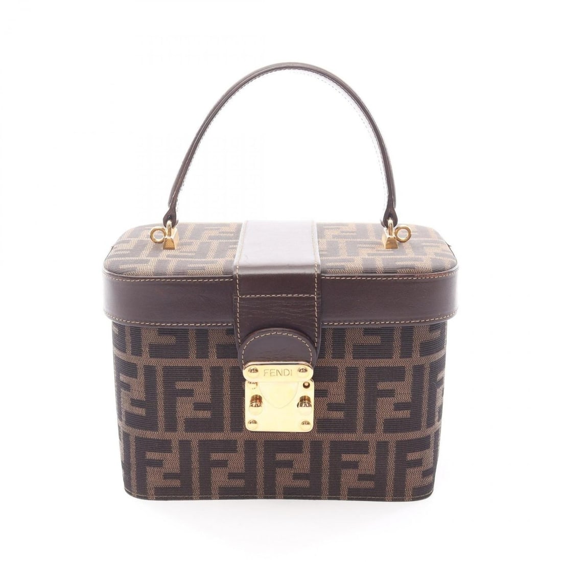 Fendi Zucca handbag, canvas and leather, women's, brown black: --- Catalog ---Category: SizeSize (HxWxD): 14.5cm x 20cm x 11cm / 5.7'' x 7.87'' x 4.33''Category: DesignType: HandbagColor: Black, BrownGender: WomenMaterial: Canvas , Leather Category: GeneralBrand: