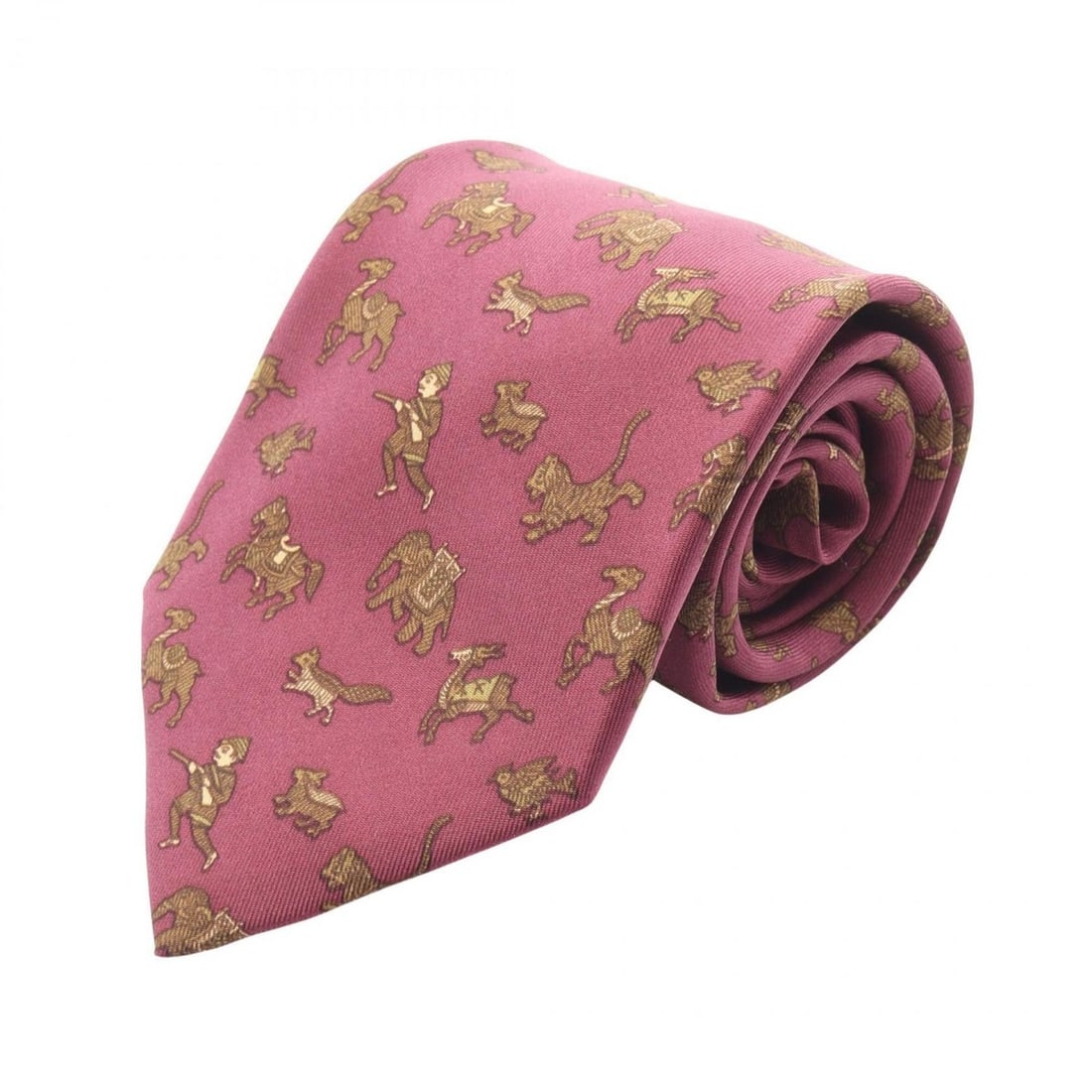 Hermes Hermès silk necktie for men in burgundy and khaki. (1 of 16)