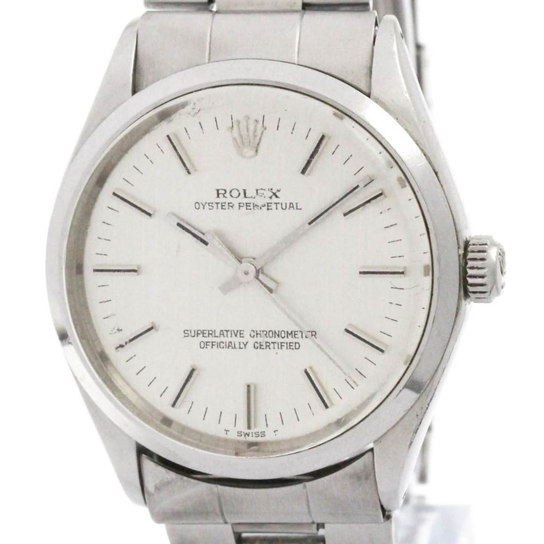 ROLEX Oyster Perpetual 1002 Steel Automatic Mens Watch Vintage: --- Catalog ---Category: SizeCase Diameter: 34mm / 1.34''Category: DesignType: WristwatchStyle: Dress/FormalGender: MenColor (Dial): SilverMaterial (Band): Stainless steelMaterial (Case): Stainless st