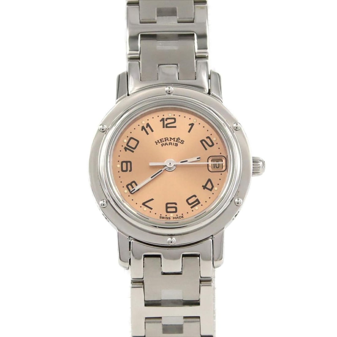 Hermès Clipper CL4.210 Stainless Steel Quartz Watch: --- Catalog ---Category: SizeWrist Size: 16.5cm / 6.49''Case Diameter: 24mm / 0.94''Category: DesignType: WristwatchGender: WomenColor (Dial): PinkMaterial (Band): Stainless steelMaterial (Case): Stai