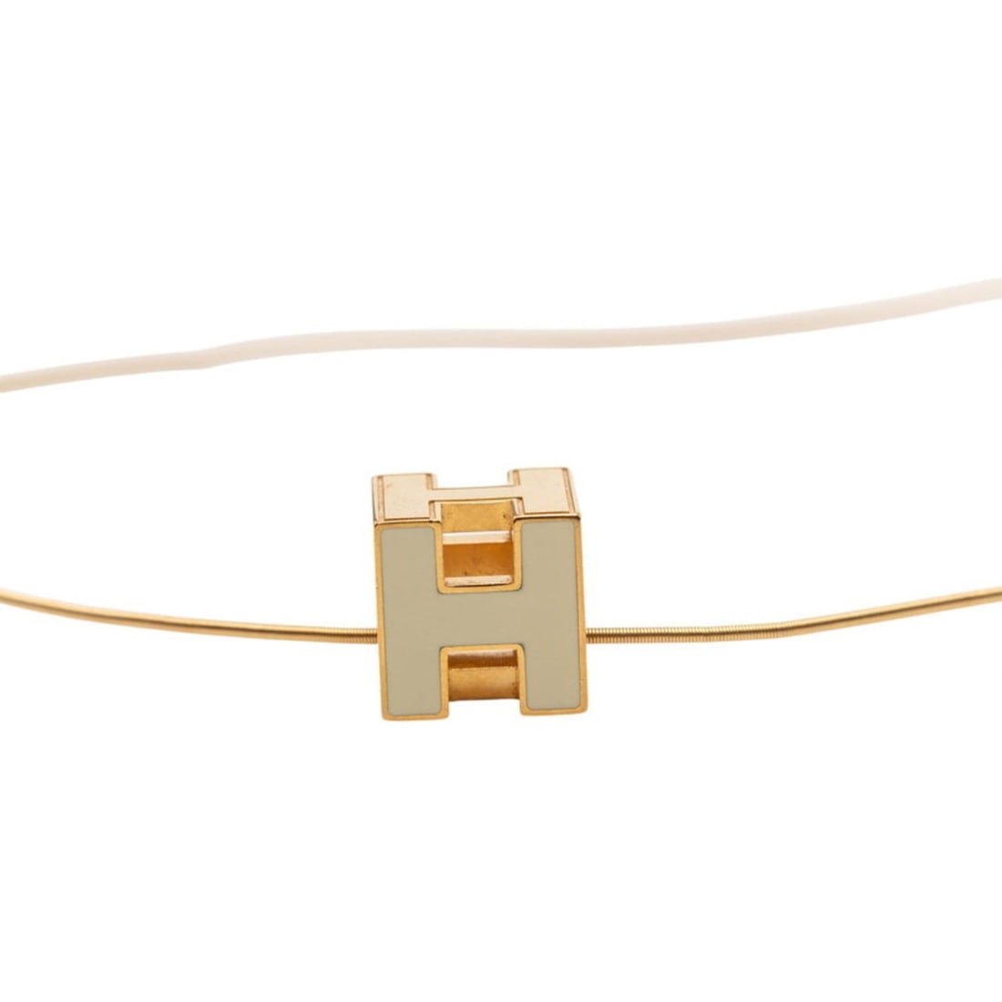 Hermes Hermès Cage de H Cube Necklace in Gold and Ivory Plated for Women: --- Catalog ---Category: SizePendant Size: 11.9mm x 11.9mm / 0.46'' x 0.46''Neck Circumference: 42.5 cm / 16.73''Category: DesignColor: Gold, IvoryGender: WomenNecklace Type: NecklaceCategory: General