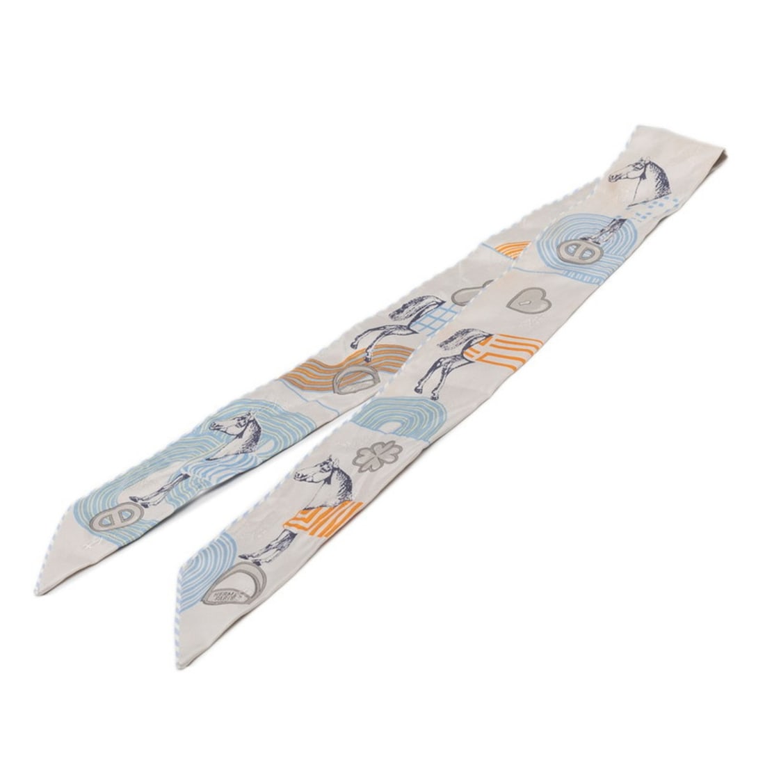 Hermes Hermès Twilly Garde-Robe Pop Scarf/Muffler in Gray and Multicolored Silk for Women (1 of 18)