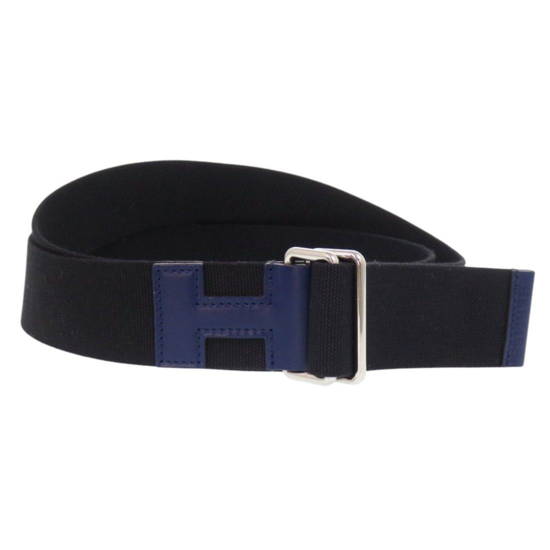 Excellent condition Hermès Nomad 40 belt, canvas, leather, black, blue, U stamp (made in 2022), (1 of 12)