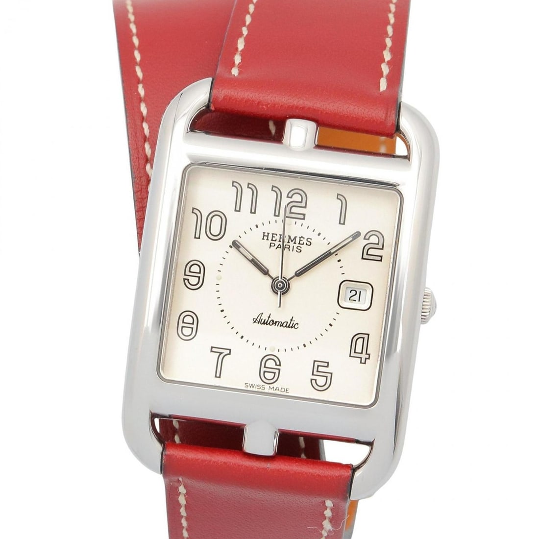 Hermès Cape Cod W Tour Wristwatch in Stainless Steel with Leather Strap, Silver, for Men and Women, (1 of 13)