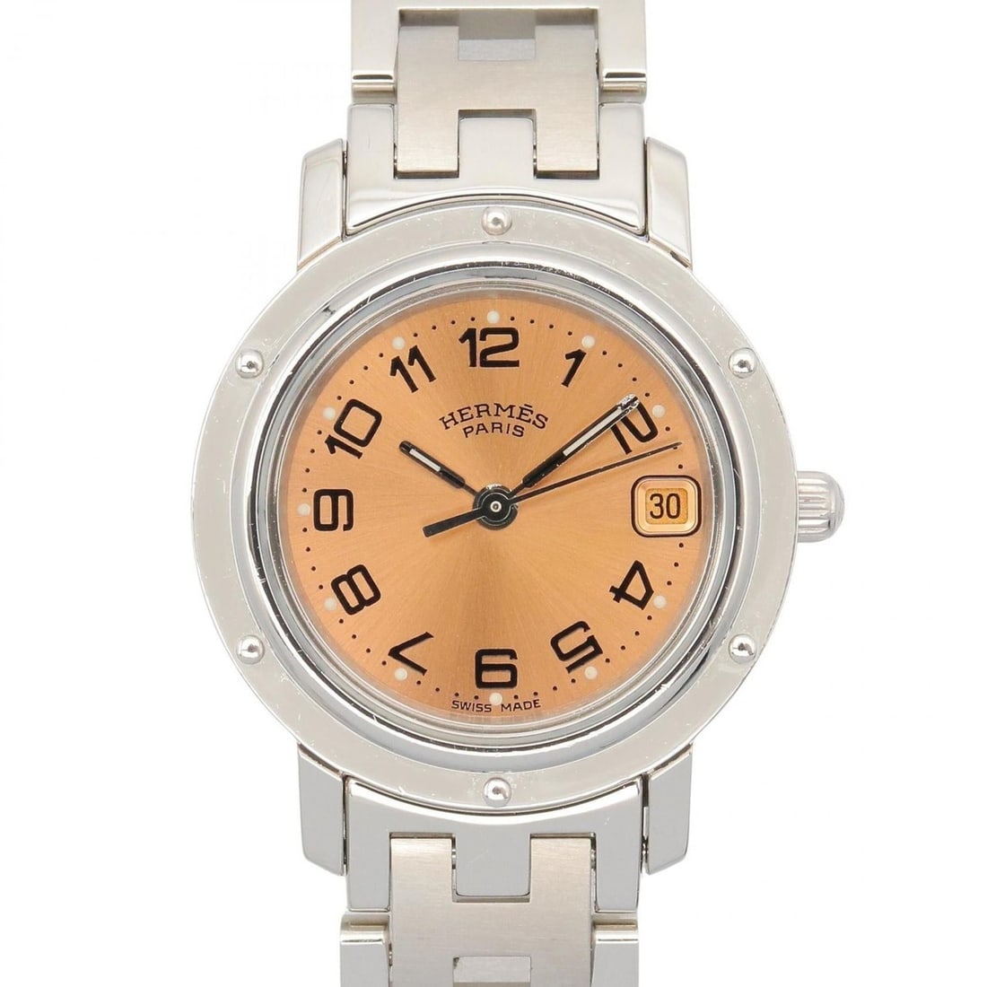 Hermès Clipper Watch, Stainless Steel, Women's, Pink, CL4.210: --- Catalog ---Category: SizeWrist Size: 16cm / 6.29''Case Diameter: 24mm / 0.94''Category: DesignType: WristwatchGender: WomenColor (Dial): PinkMaterial (Band): Stainless steelMaterial (Case): Stainl