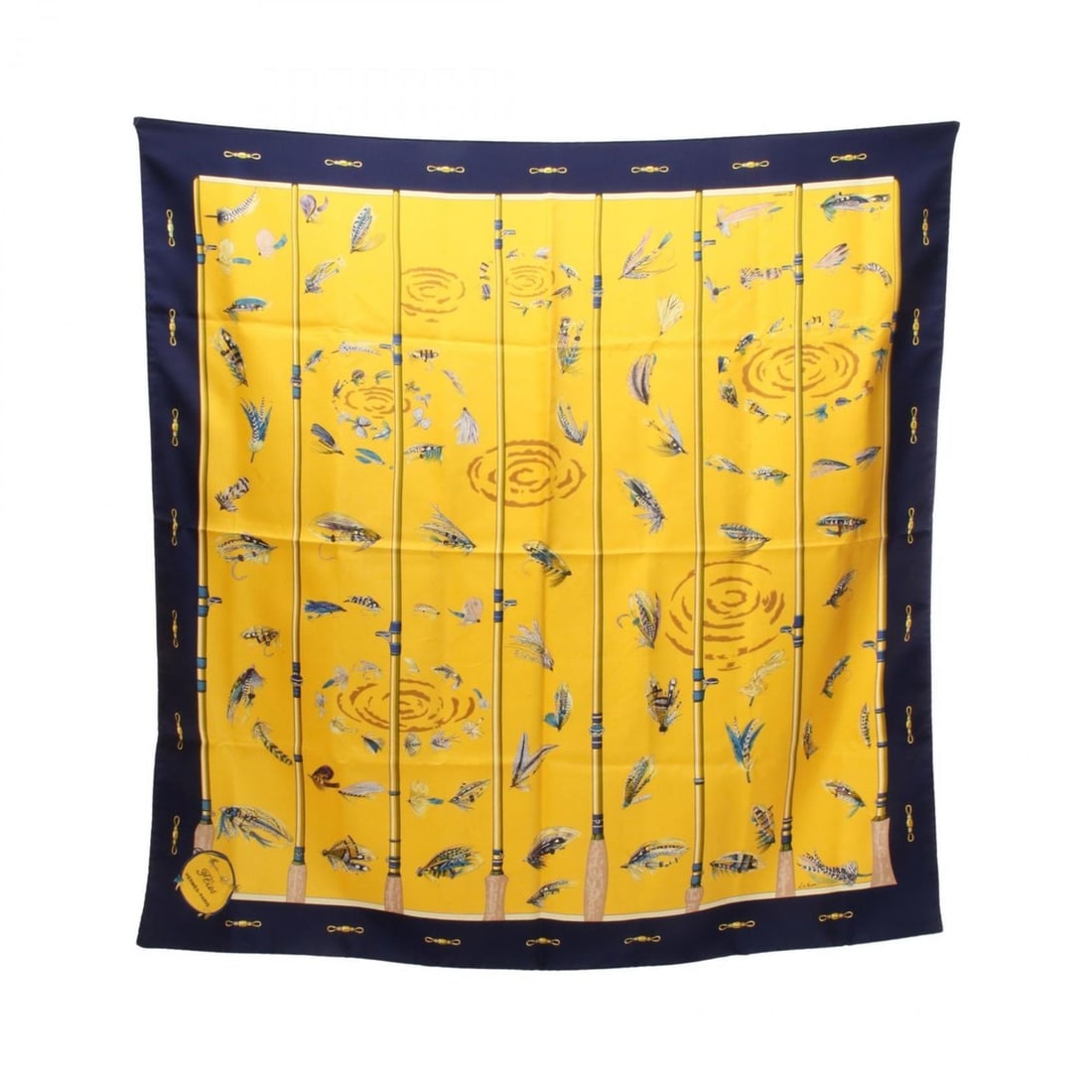 Hermes Hermès Carré 90 Flies Scarf, Silk, Women's, Yellow, Navy, Multicolor: --- Catalog ---Category: SizeSize (LxW): 89cm x 89cm / 35.03'' x 35.03''Category: DesignType: ScarfColor: Multi-color, Navy, YellowGender: WomenMaterial: Silk Category: GeneralBrand: Hermes--- Item