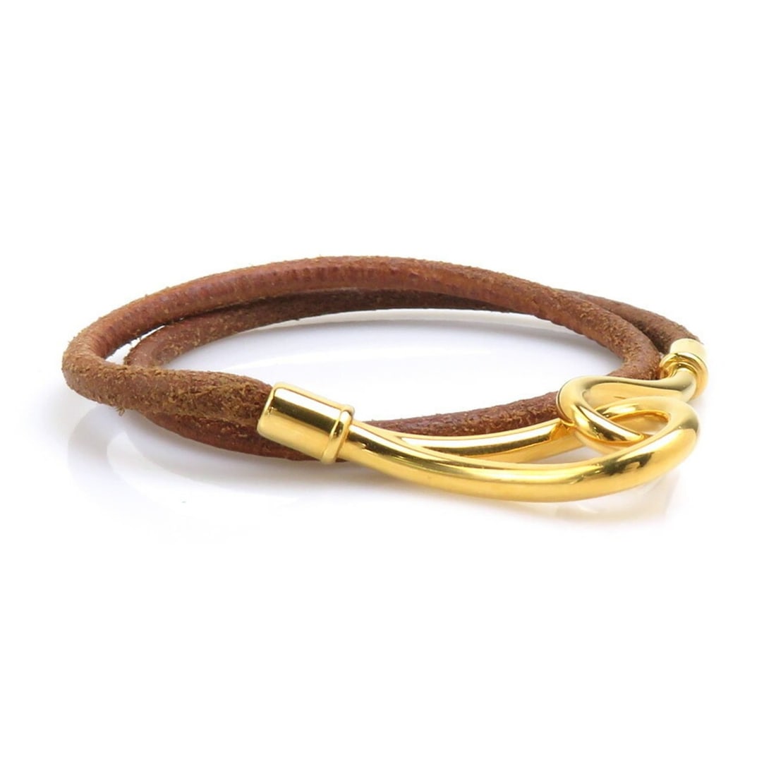 Hermes Hermès Jumbo Leather/Metal Bracelet, Brown and Gold, Unisex, H31930a (1 of 18)