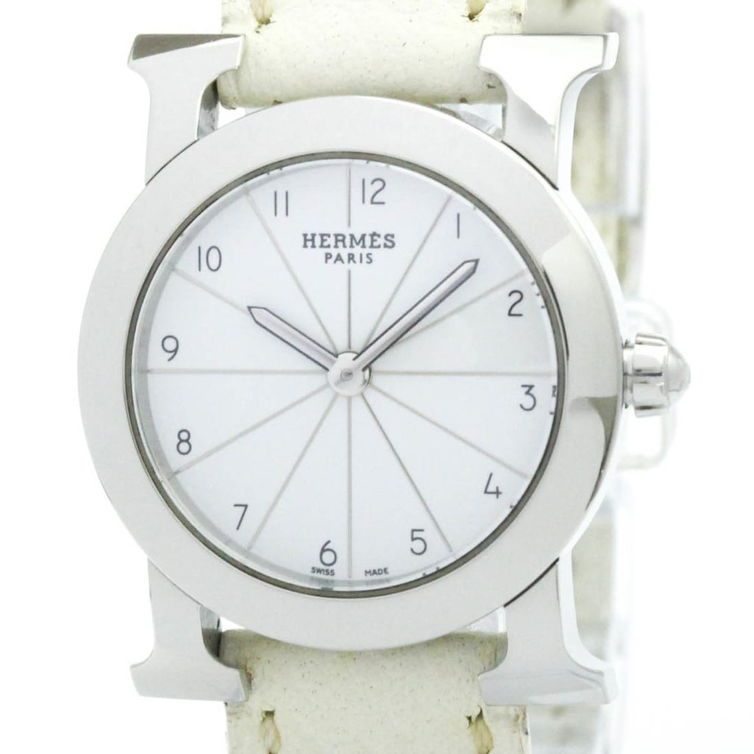 HERMES H Watch Rond Steel Quartz Ladies Watch HR1.210 Polished (1 of 11)