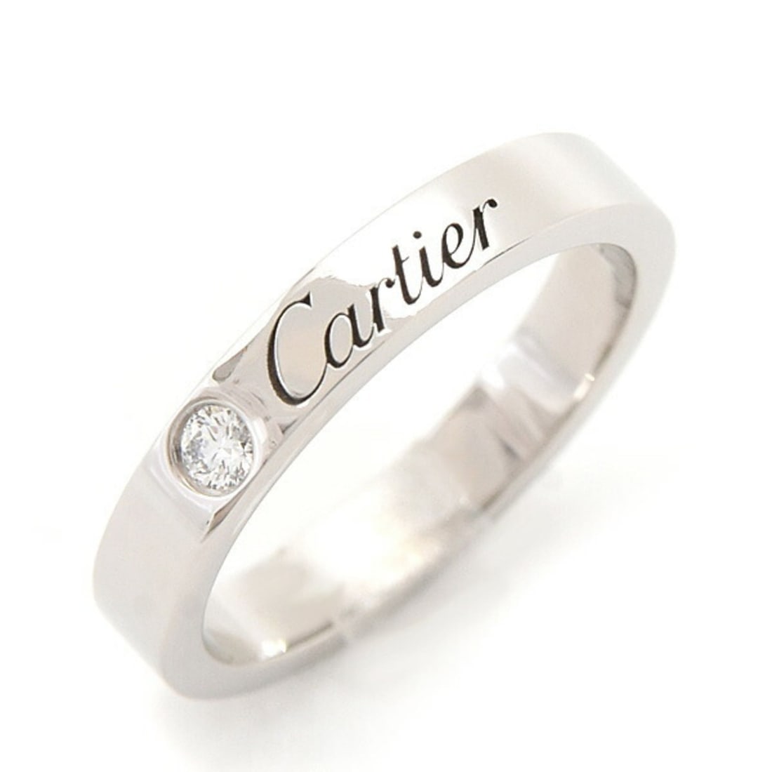 Cartier C de Women's Wedding Ring with Single Diamond, Size 46/6, Platinum PT950 (1 of 19)