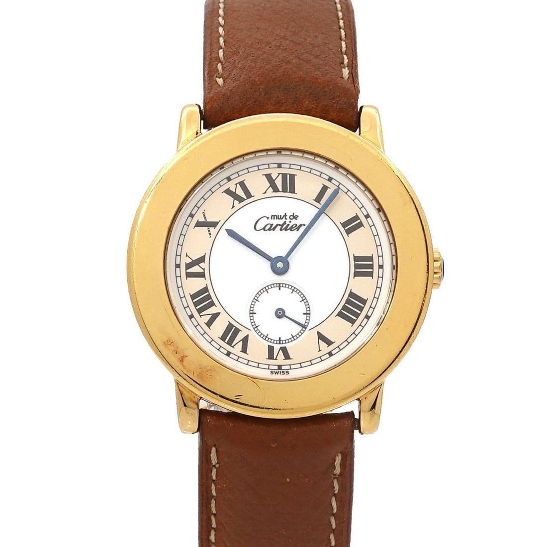 Cartier Must2 Ronde Vermeil W1006922 Boys' Watch with Small Seconds, SV925 Quartz Movement: --- Catalog ---Category: SizeWrist Size: 18.5cm / 7.28''Case Diameter: 33mm / 1.3''Category: DesignType: WristwatchGender: BoysColor (Dial): WhiteMaterial (Band): LeatherMaterial (Case): Gold plated,
