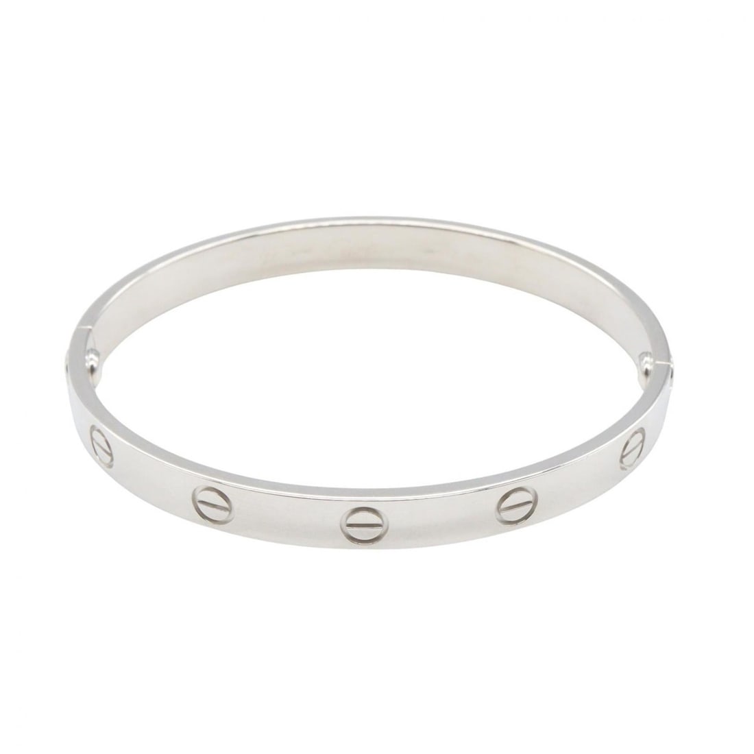 Cartier Love Bracelet, 18K White Gold, Women's, Silver, B6067617: --- Catalog ---Category: DesignType: BangleColor: White goldGender: WomenMaterial: White gold (18K)Category: GeneralMPN: B6067617Brand: Cartier--- Item List ---Section: ConditionRanking: Rank SA Used