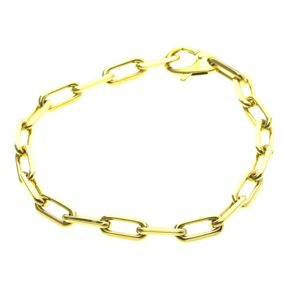 Cartier Santos De Cartier Yellow Gold (18K) No Stone Link Bracelet Gold: --- Catalog ---Category: SizeWidth: 5.6mm - 1.3cm / 0.22'' - 0.51''Length: 18.5cm / 7.28''Weight: 18.7g / 0.65oz.Category: DesignType: Link braceletColor: GoldMetal: GoldStone: No StoneStyle: FashionG