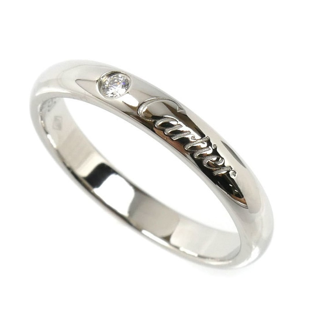 CARTIER Pt950 Platinum C de Cartier Wedding Ring with 1 Diamond, B4232252, 52 Diamonds, 4.3g, (1 of 11)