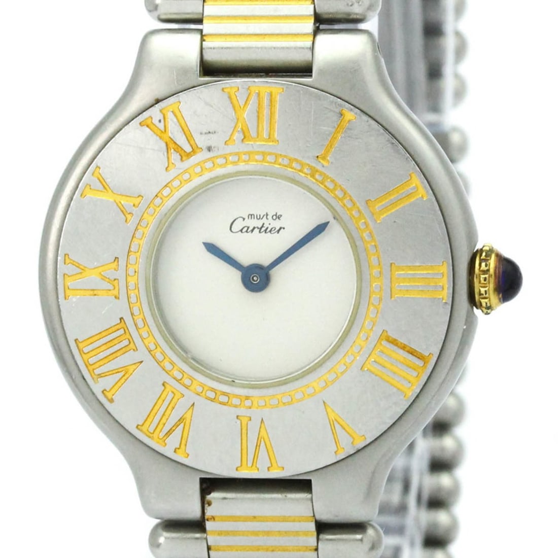 CARTIER Must 21 Gold Plated Steel Quartz Ladies Watch W10051F4 (1 of 10)