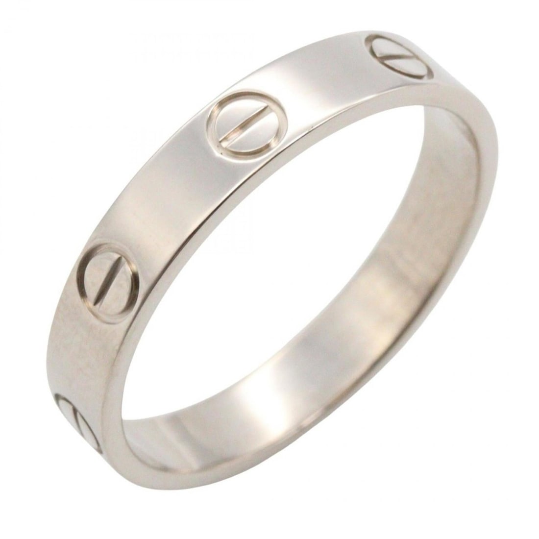 Cartier Mini Love Ring, 18K White Gold, Men's and Women's, Silver: --- Catalog ---Category: SizeUS Size: 7.5Brand Size: 55Category: DesignType: Band ringColor: White goldGender: Men,WomenMaterial: White gold (18K)Category: GeneralBrand: Cartier--- Item List